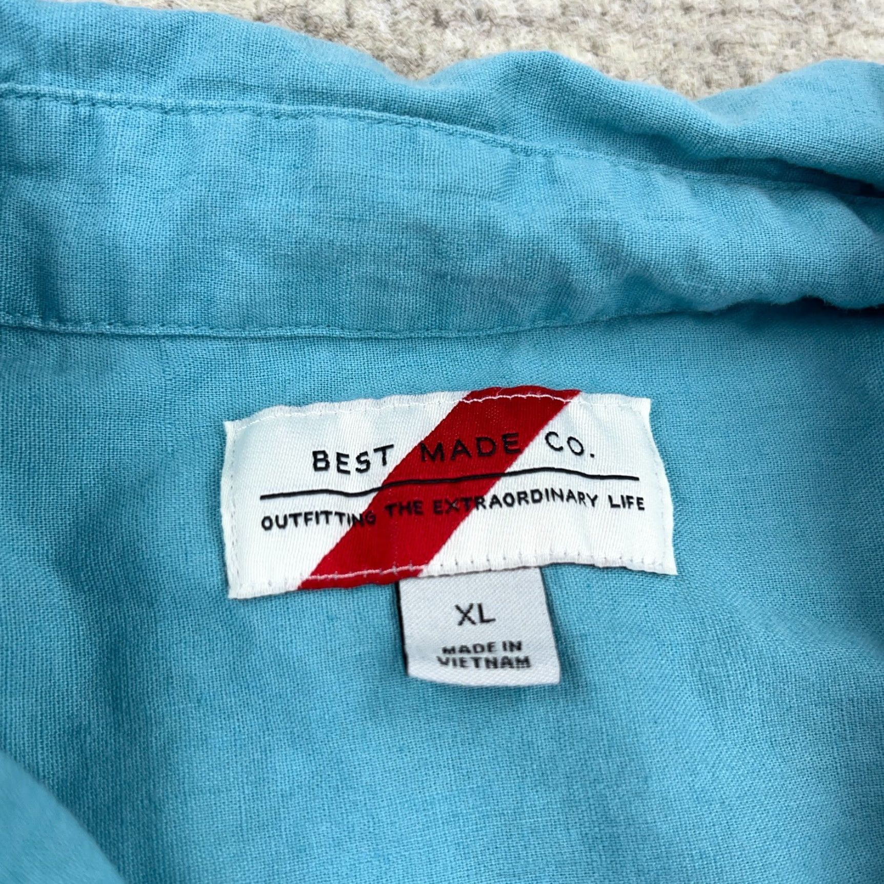 CO Best Made Co Shirt Men XL Blue Button Up Linen Blend Pocket Casual Fashion Shirt Mens XL Blue Button-Up Linen Blend Size 46R - 3 Thumbnail