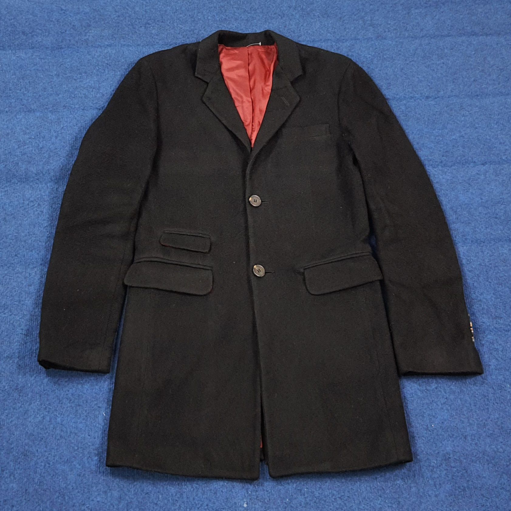 Tom Ford TOM FORD Black Overcoat with Red Satin Lining C307N11 Size 44S - 1 Thumbnail