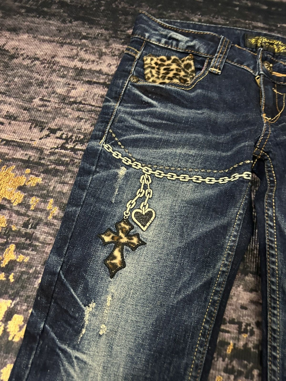 Ed Hardy Redpepper Cross Leopard Slim Jeans Size US 27 - 8 Thumbnail