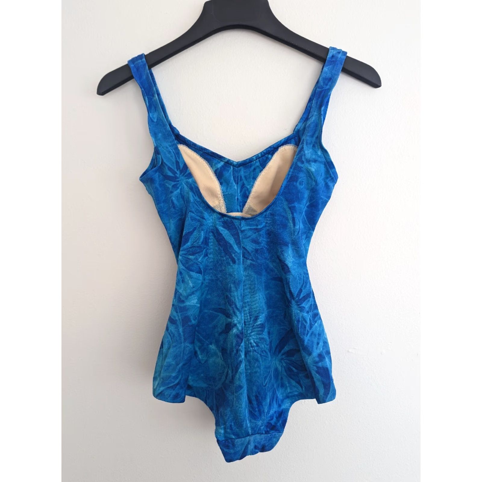 Vintage VINTAGE Le Cove One Piece Swimsuit Women's Medium S2S Blue Floral Hawaiian Built-In Bra Size ONE SIZE - 2 Thumbnail