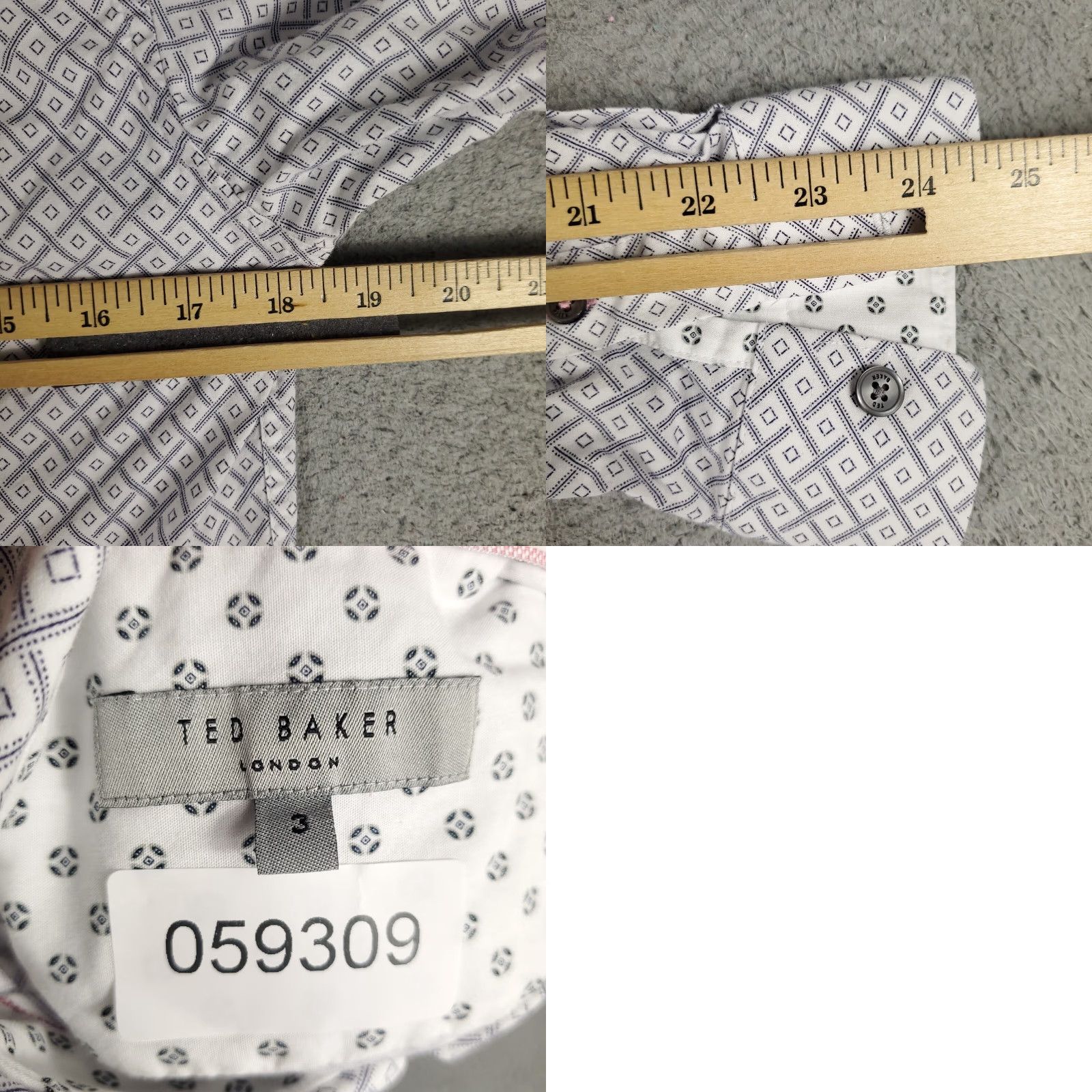 Ted Baker Ted Baker Shirt Gray Geometric Button Up Long Sleeve Adult Size 3 Mens Size US S / EU 44-46 / 1 - 8 Thumbnail