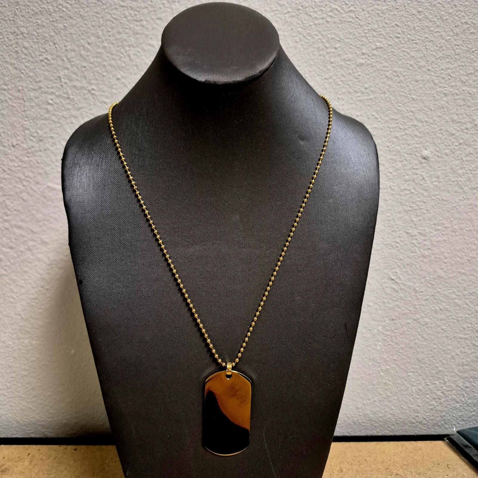 Other Eve's Jewelry Men's Gold Plated Large Dog Tag Necklace Size ONE SIZE - 3 Thumbnail