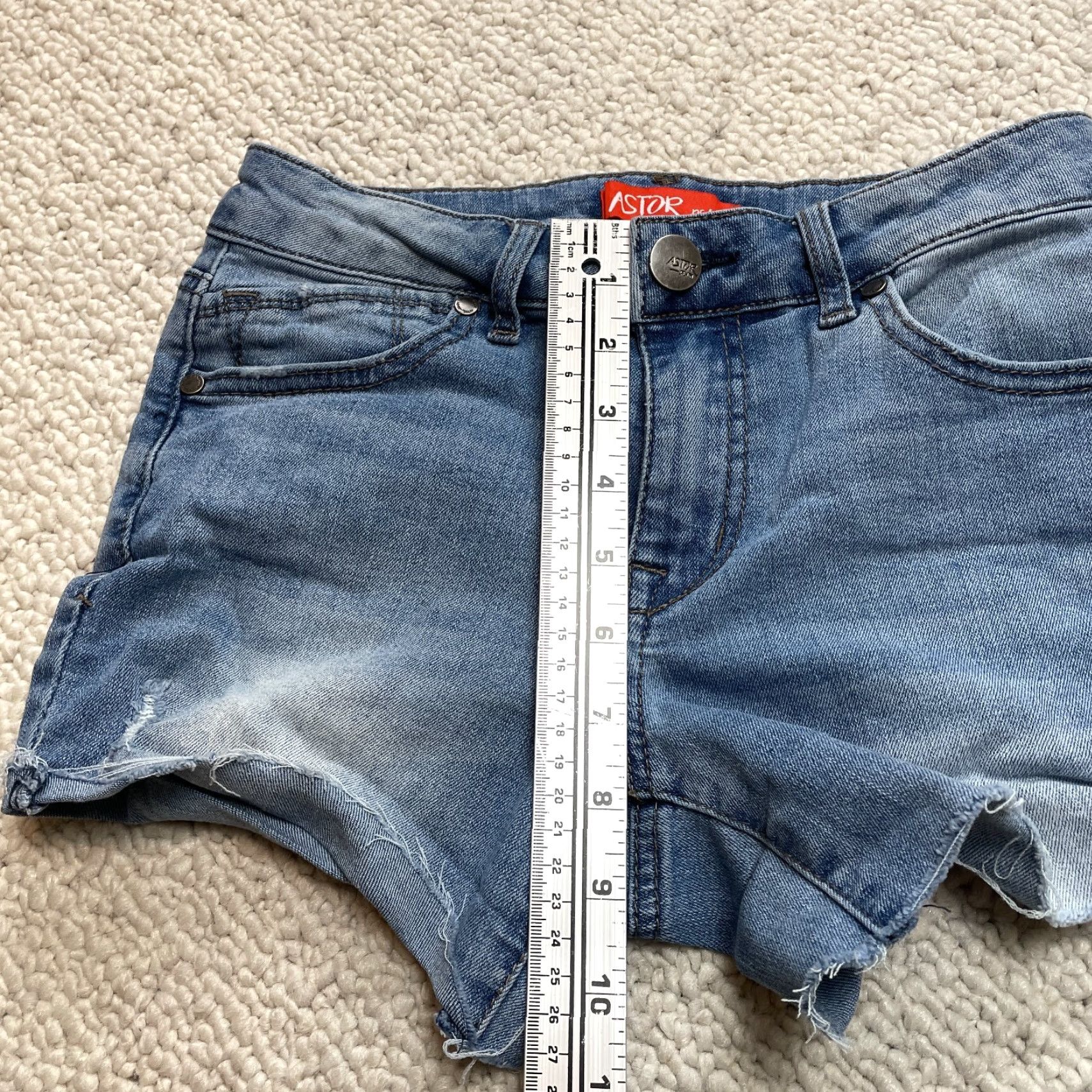 Castore Astor Denim Shorts Juniors 3" Inseam Blue Solid Cotton Polyester Size 26" / US 2 / IT 38 - 4 Thumbnail
