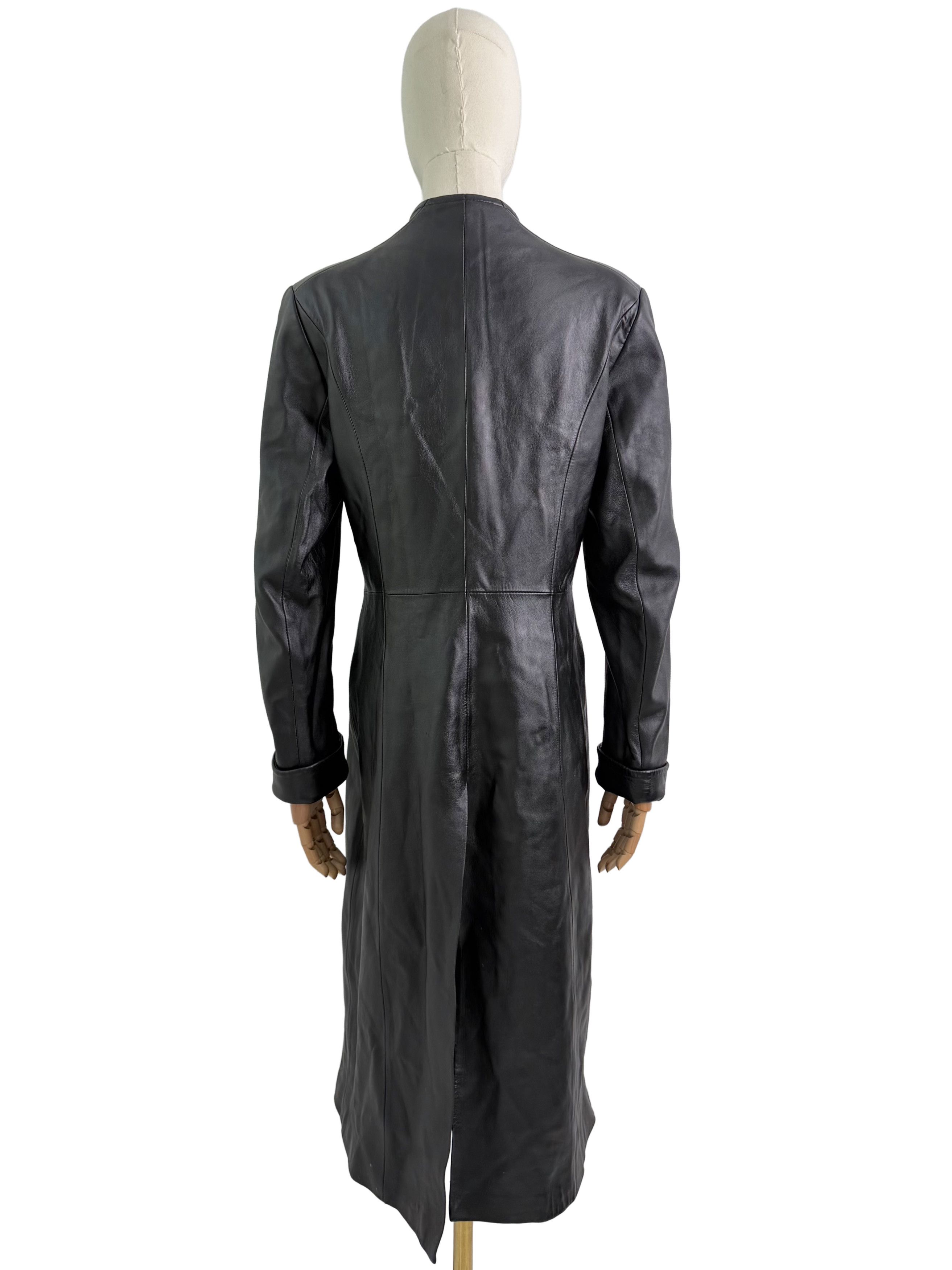 Vintage Vintage Leather Long Coat Zip Front Minimalist Maxi Jacket Size L / US 10 / IT 46 - 4 Thumbnail