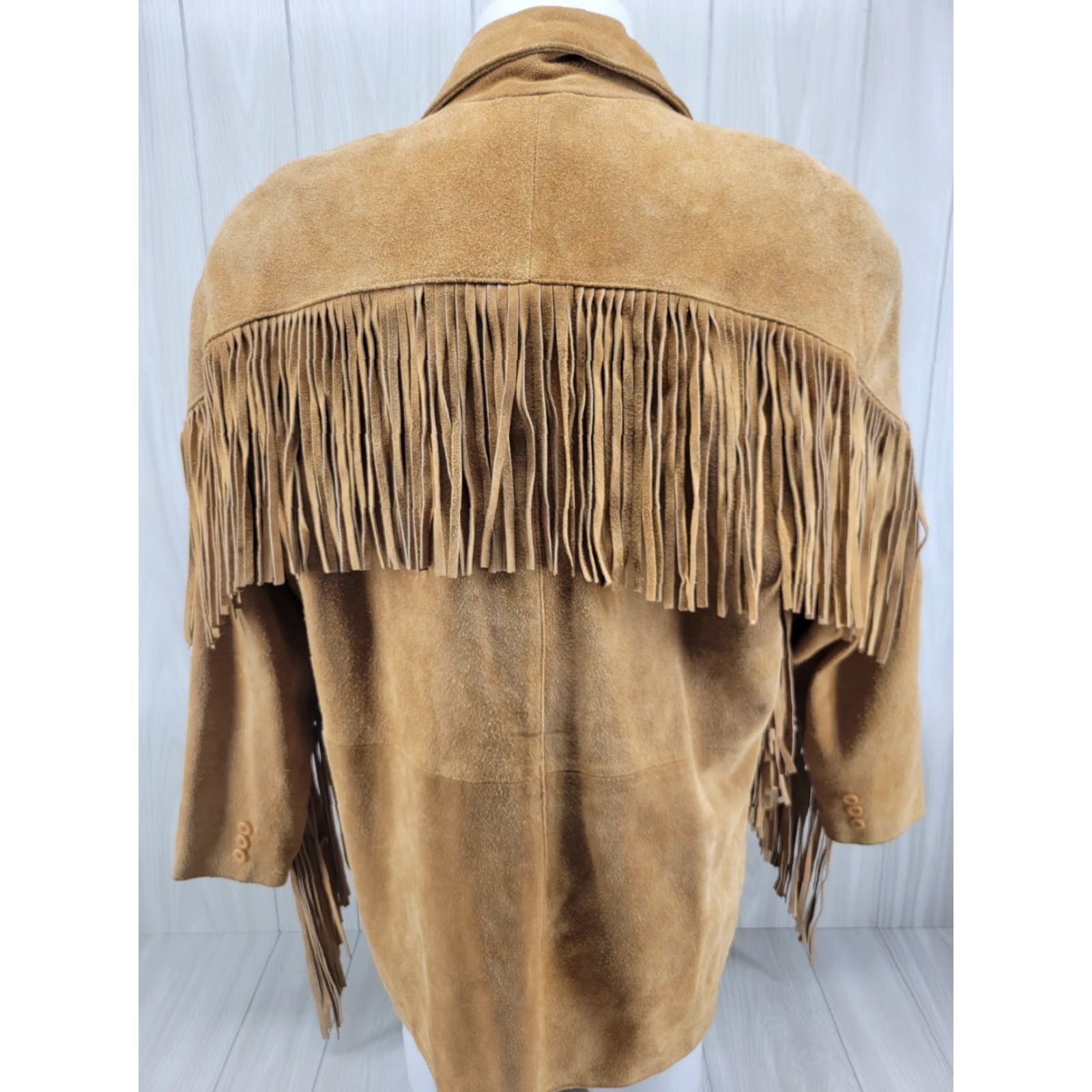 Vintage VINTAGE Niki Genuine Leather Brown Fringe Jacket Women L Shoulder Pads Leather Size L / US 10 / IT 46 - 7 Thumbnail