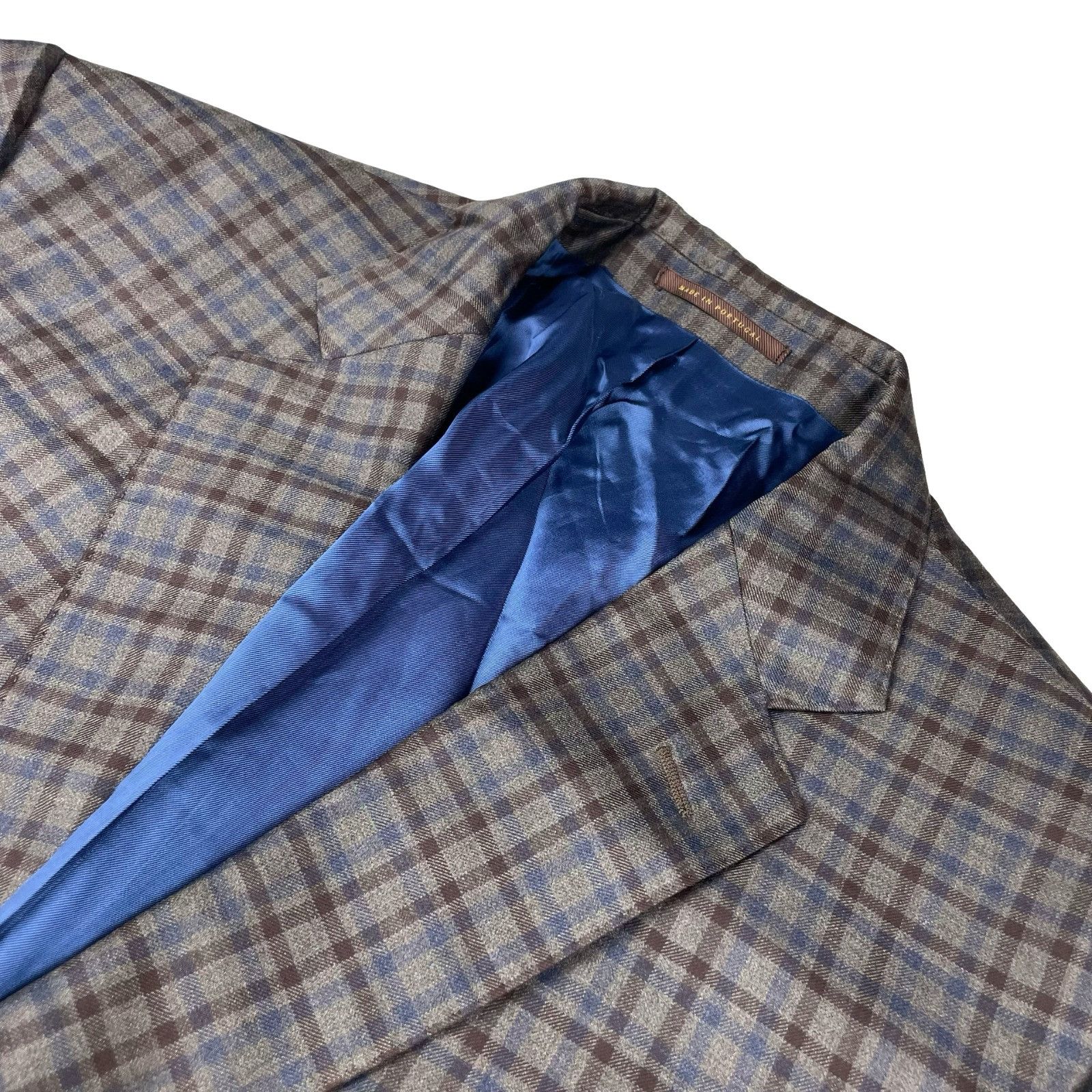 J.Hilburn J.Hilburn Men's Bespoke 100% Wool 2-Button Blazer Brown/Blue Size 46S - 1 Thumbnail