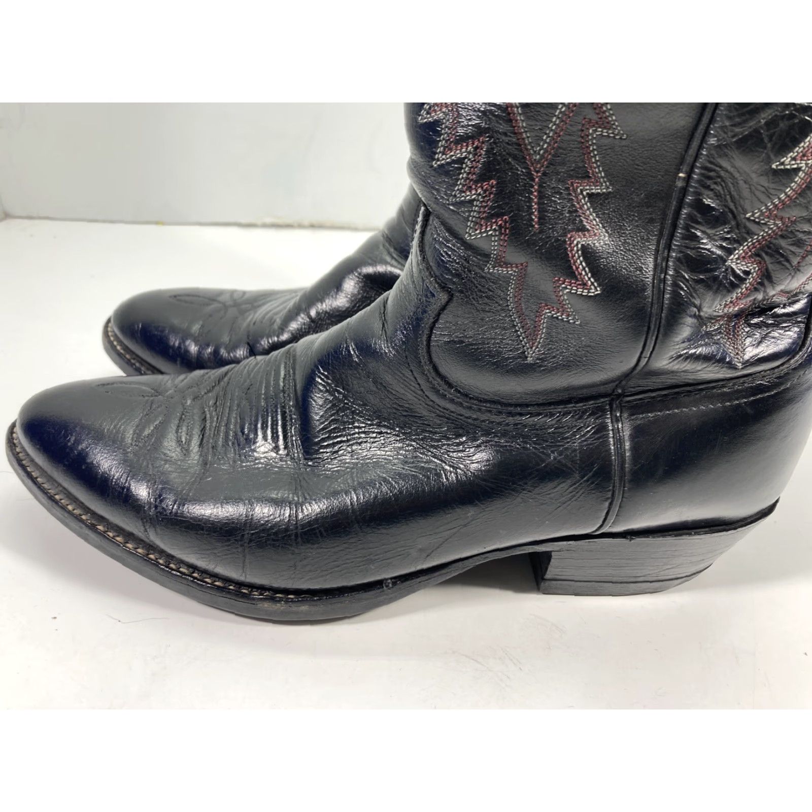 Justin Boots VINTAGE Justin Boots Men Black Leather Western Western Boot EE Wide 8.5 Cowboy Style Leather Outsole United States Mens Size US 9 / EU 42 - 5 Thumbnail