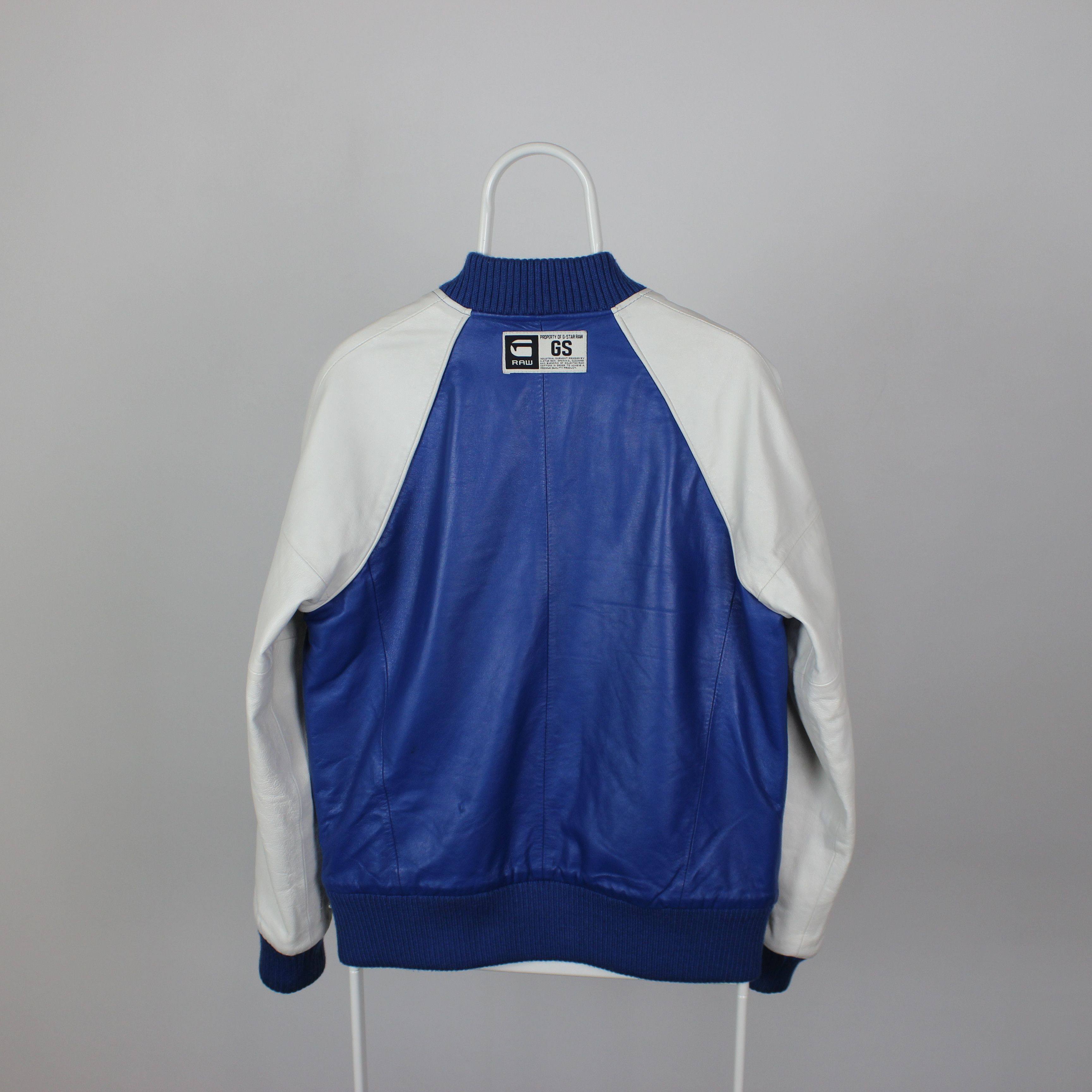 G-Star Vintage 90s G-Star Raw Leather Oxford Bomber Jacket Rare Y2K Size US L / EU 52-54 / 3 - 4 Thumbnail