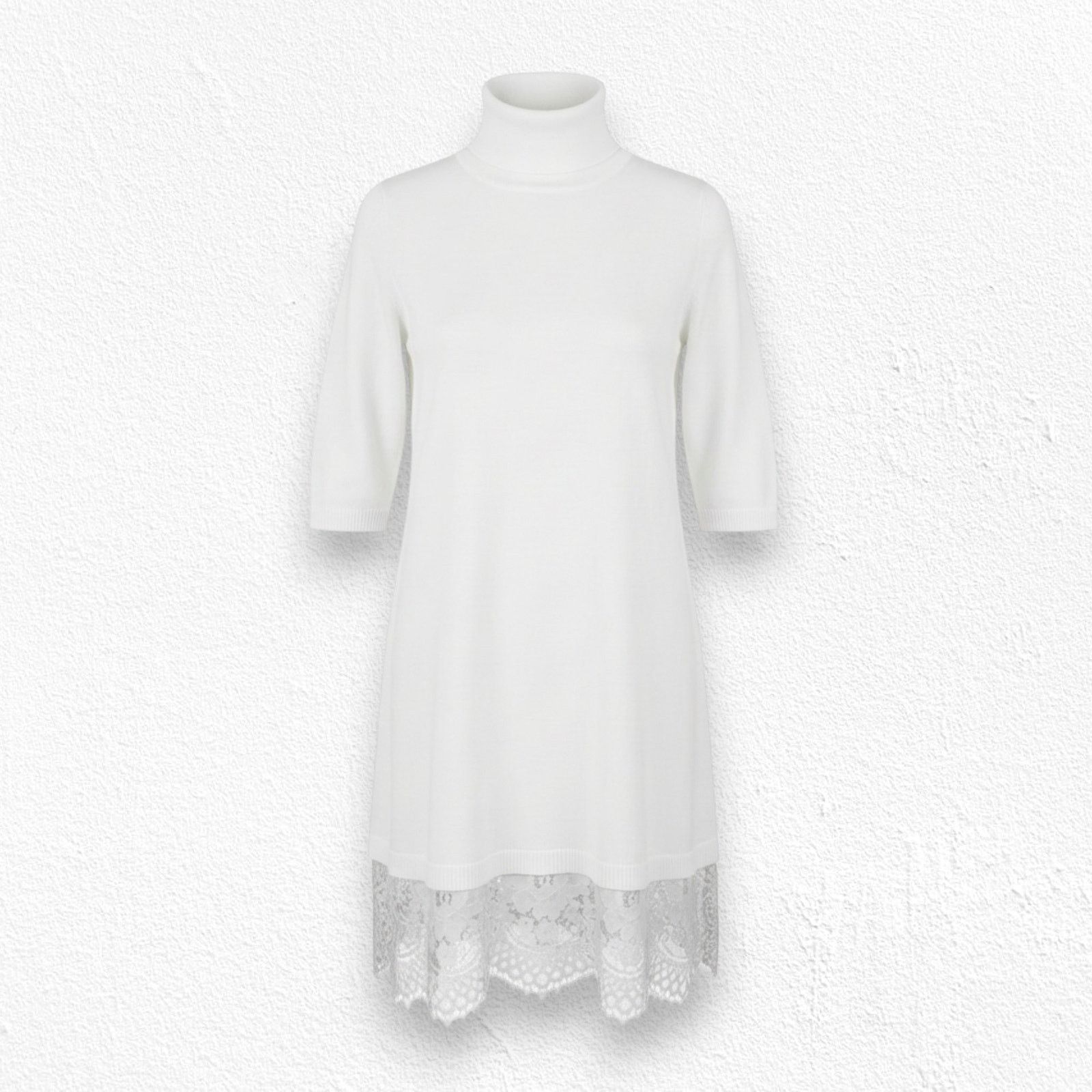 Apt. 9 Apt 9 Ivory Turtleneck Lace Hem Sweater Small Petite Size S / US 4 / IT 40 - 1 Thumbnail