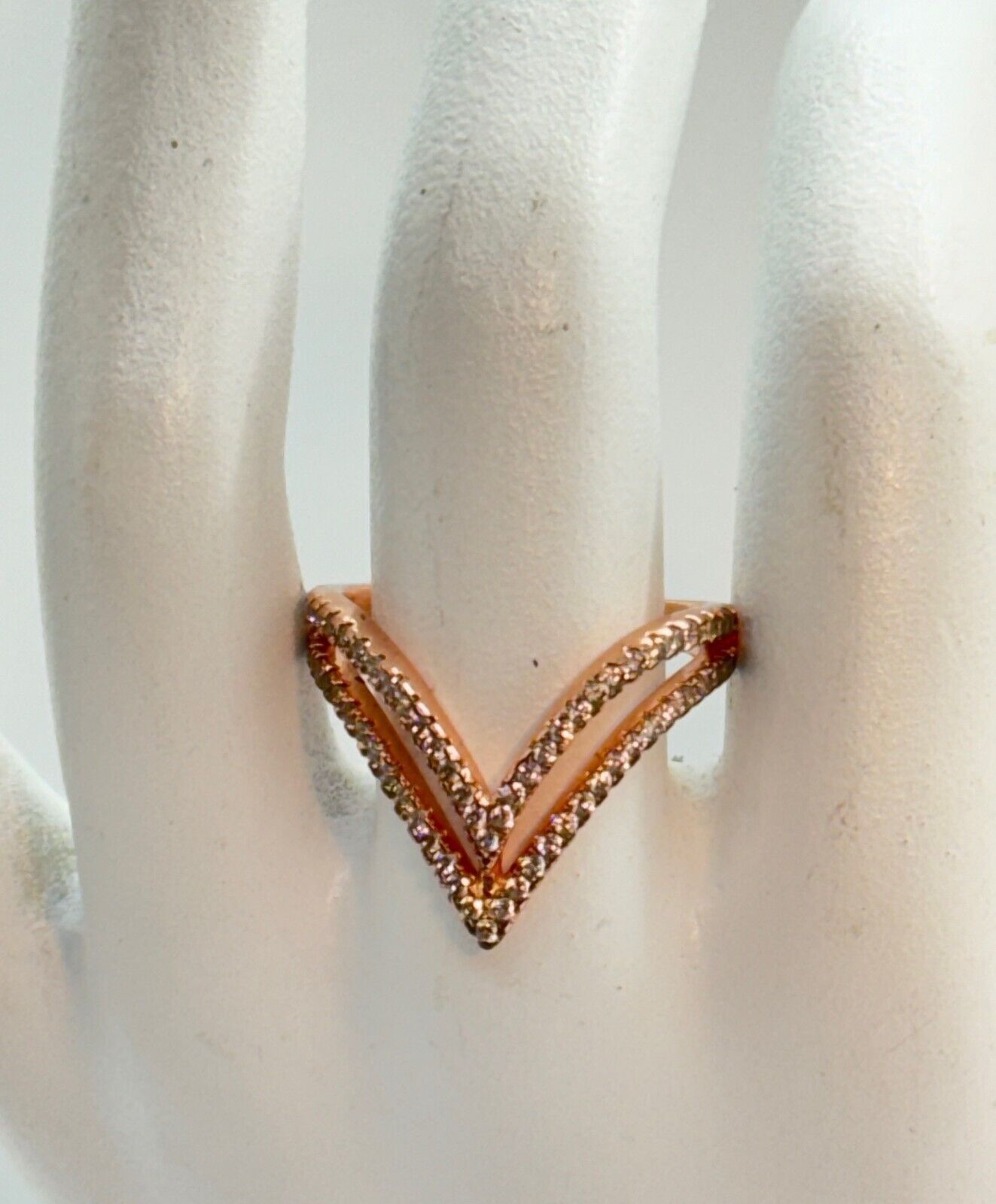 Other Designer JCM Brass CZ Modern Double Chevron Ring Sz 8 Size ONE SIZE - 1 Thumbnail