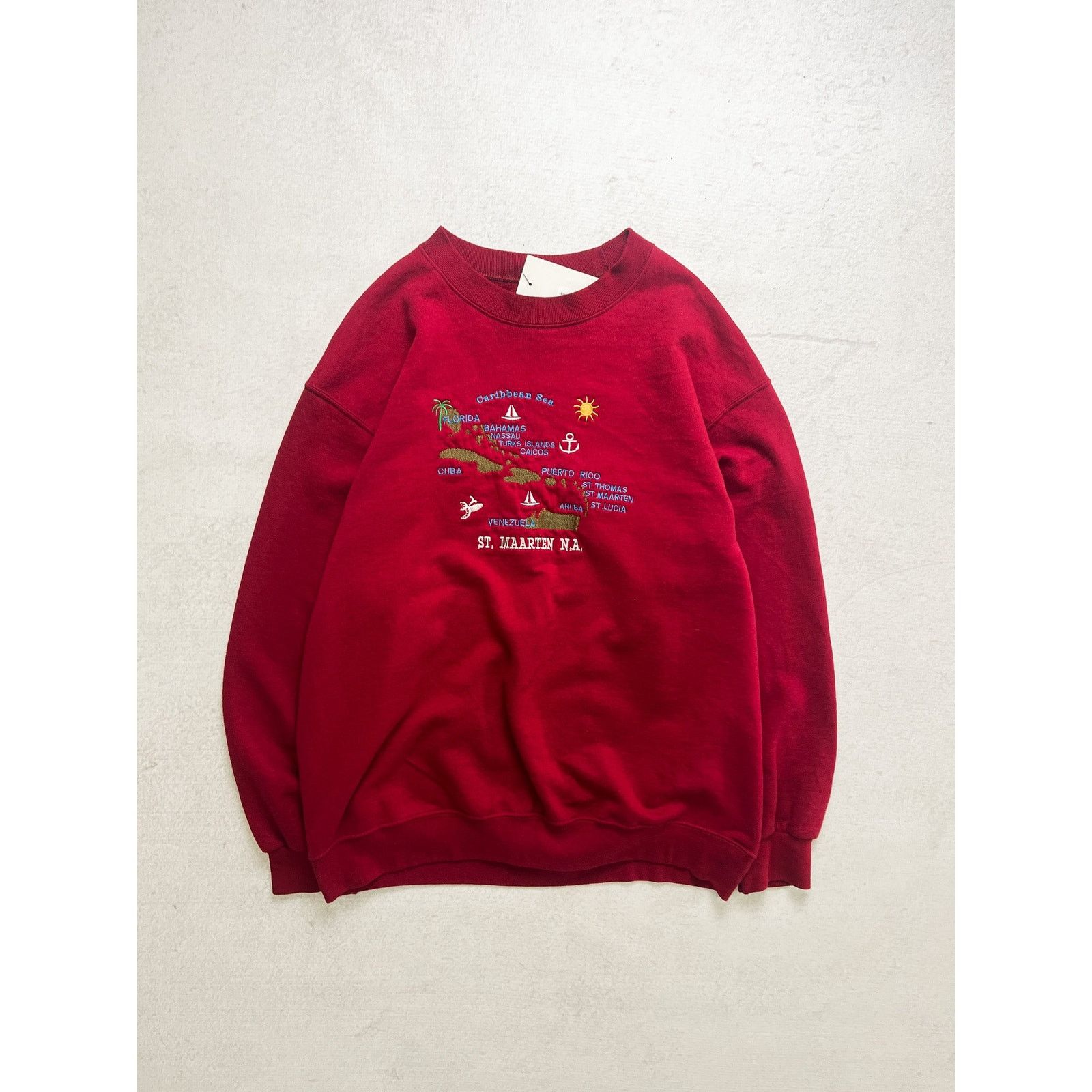 The Unbranded Brand Vintage 90s St. Maarten Red Sweatshirt - Women's Medium Size M / US 6-8 / IT 42-44 - 1 Thumbnail