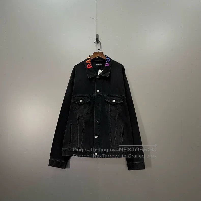 Balenciaga Balenciaga Collar Embroidered Logo Denim Jacket Size US M / EU 48-50 / 2 - 1 Thumbnail