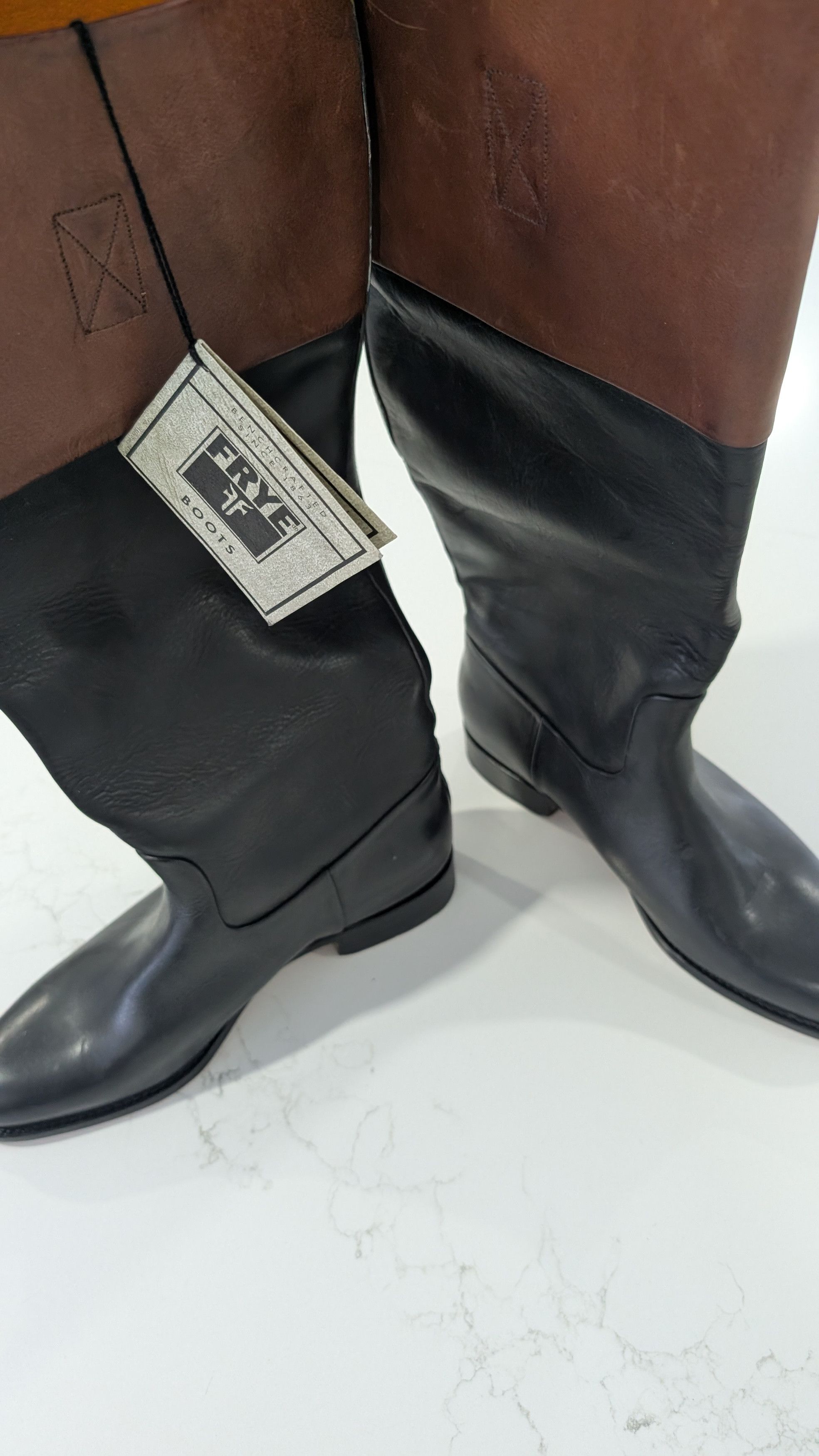 Frye Frye Melissa Belted Riding Boots Two-Tone Brown Leather Size US 10 / IT 40 - 2 Thumbnail
