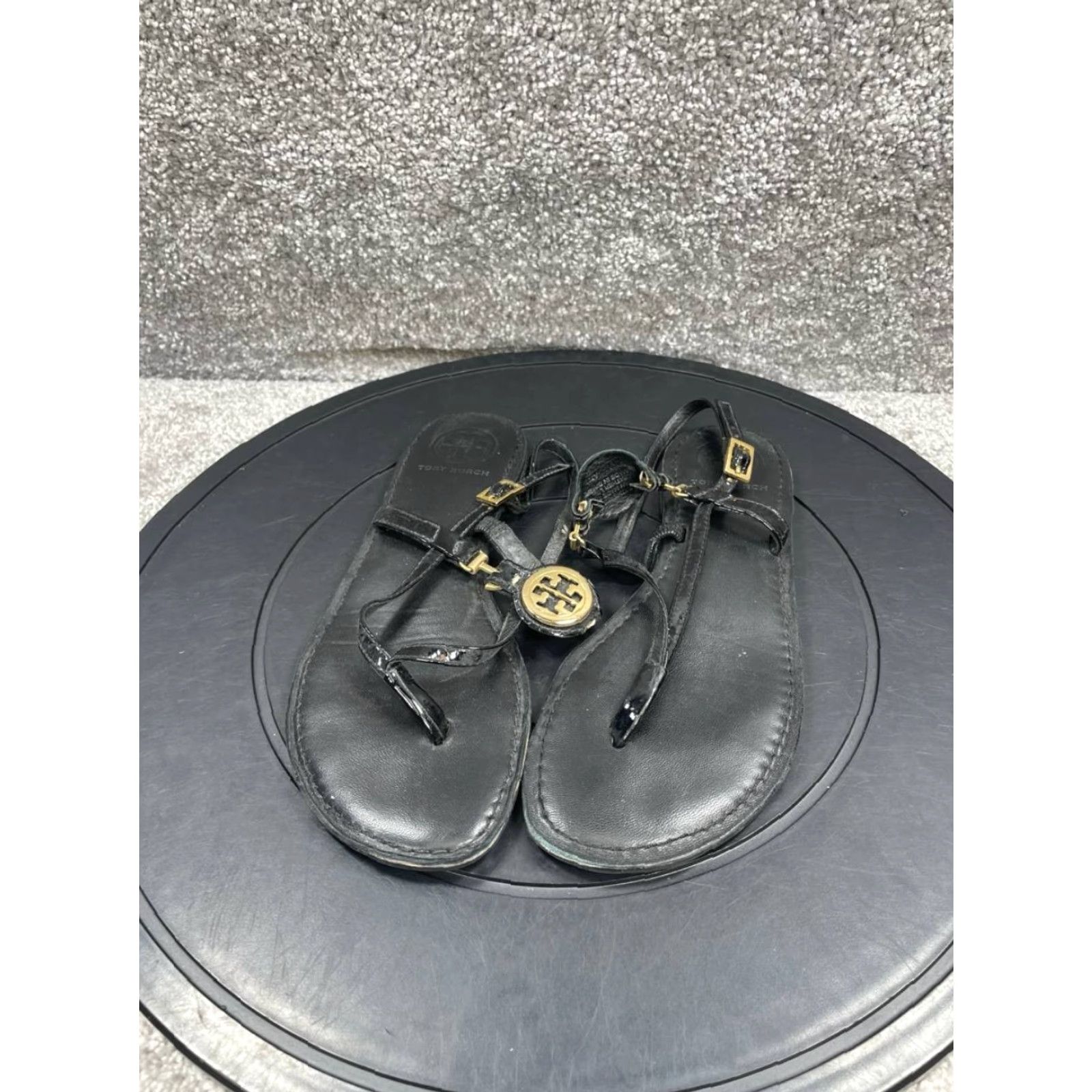 Tory Burch Tory Burch Sandals Womens Dillan Black Leather Adjustable Strap Thong M UK 4.5 US 6.5 EU 37 Pattern: Solid Closure: Buckle Size US 5 / IT 35 - 4 Thumbnail
