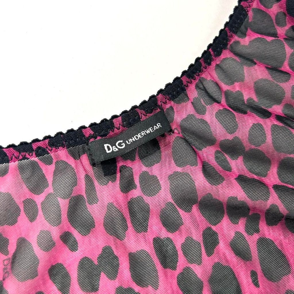 Dolce & Gabbana y2k D&G pink and black mesh cheetah print tank top Size S / US 4 / IT 40 - 4 Thumbnail