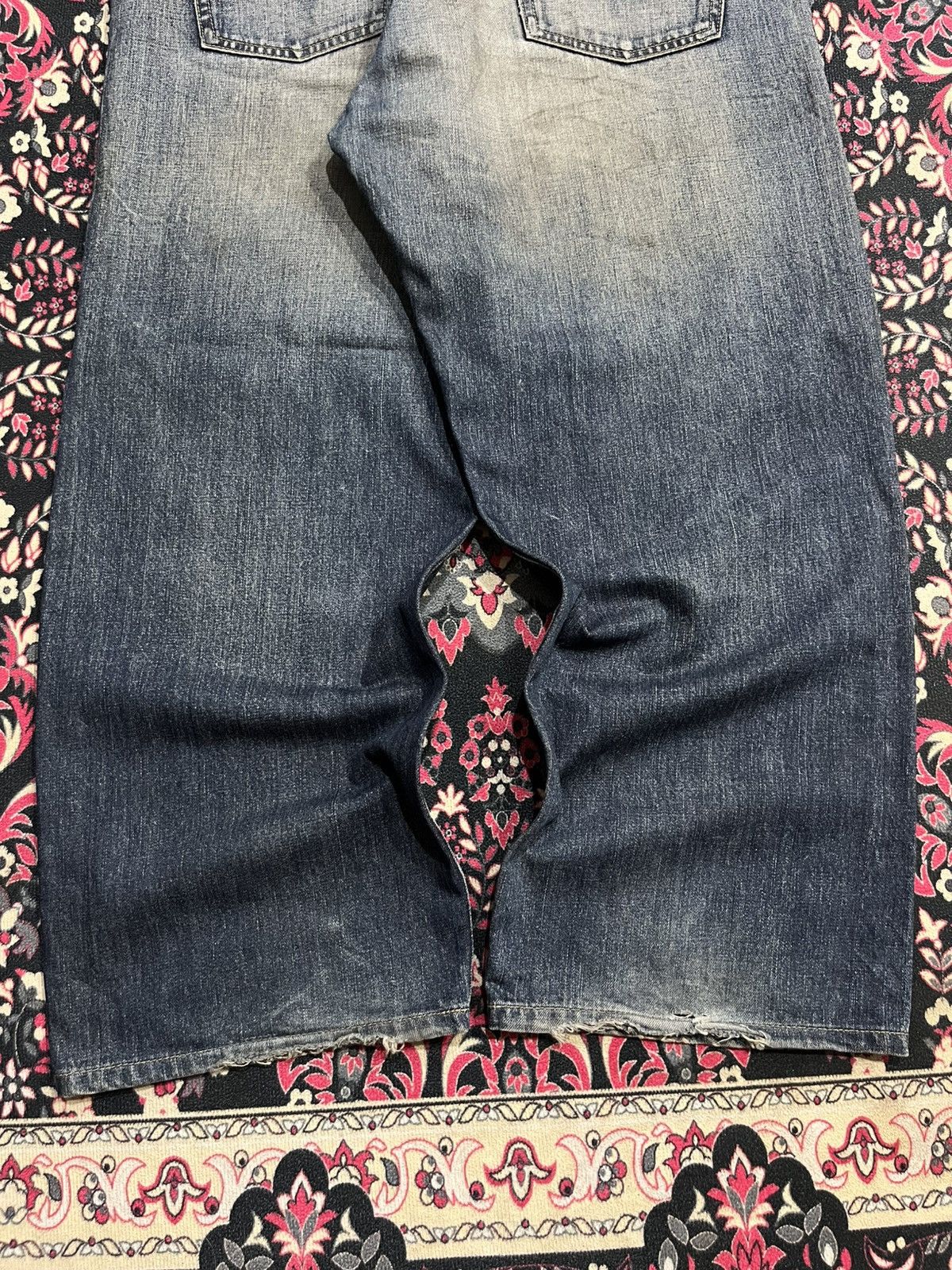 Levi's Y2K Levi’s 504 Dark Blue Faded Washed Distressed Baggy Jeans Size US 36 / EU 52 - 11 Thumbnail