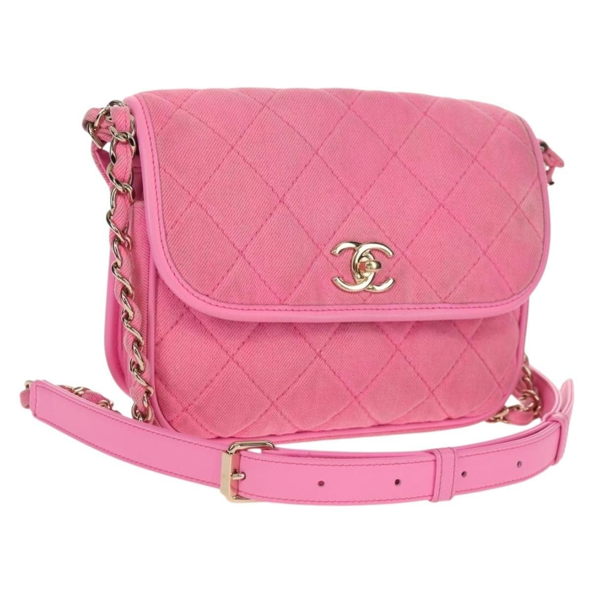 Chanel Chanel Flap Messenger Bag Quilted Denim Size ONE SIZE - 1 Thumbnail