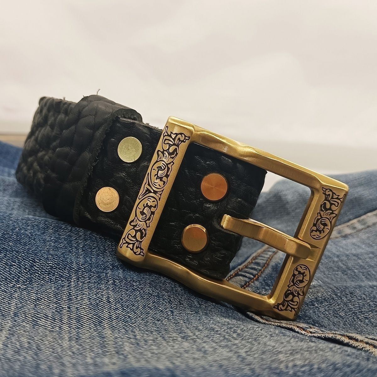 Japanese Brand × Leather Customised handmade leather 5 holes (3.8cm) Size 32 - 6 Thumbnail