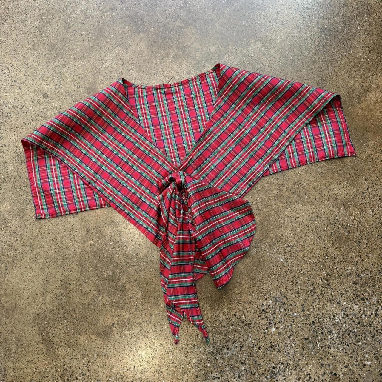 Designer Red Plaid Collar Size ONE SIZE - 2 Thumbnail