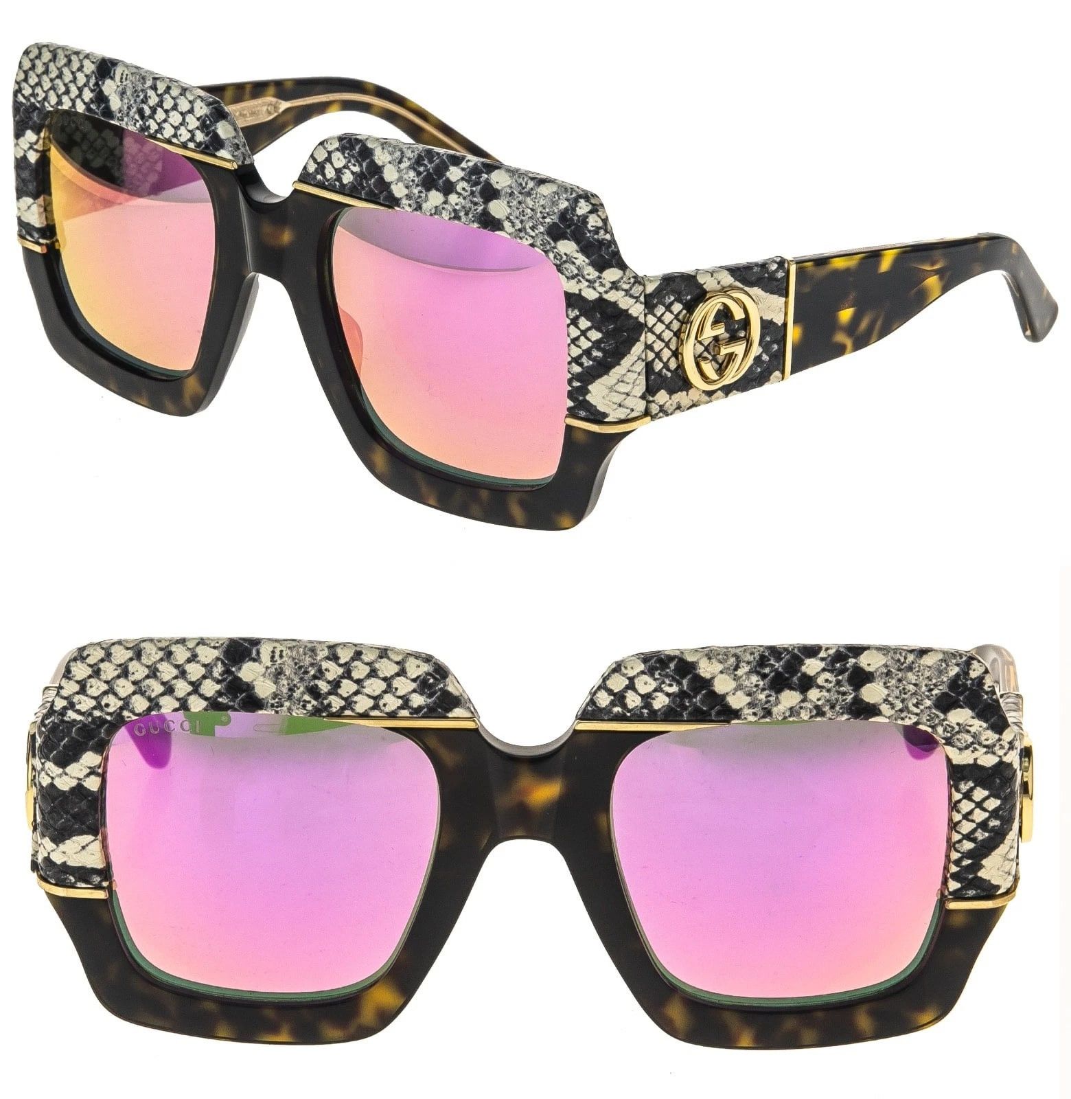 Gucci GUCCI 0484 Brown Pink Mirror Ayers 006 Sunglasses GG0484S Size ONE SIZE - 1 Thumbnail
