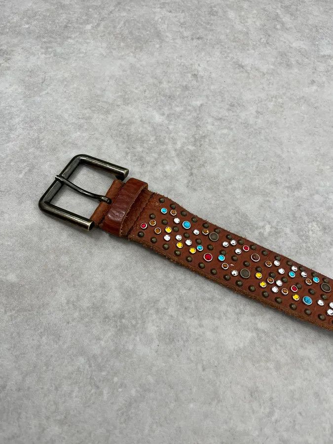 Dolce & Gabbana SS2010 Dolce & Gabbana Brown Leather Multicolore Studded Unique Belt Size ONE SIZE - 5 Thumbnail