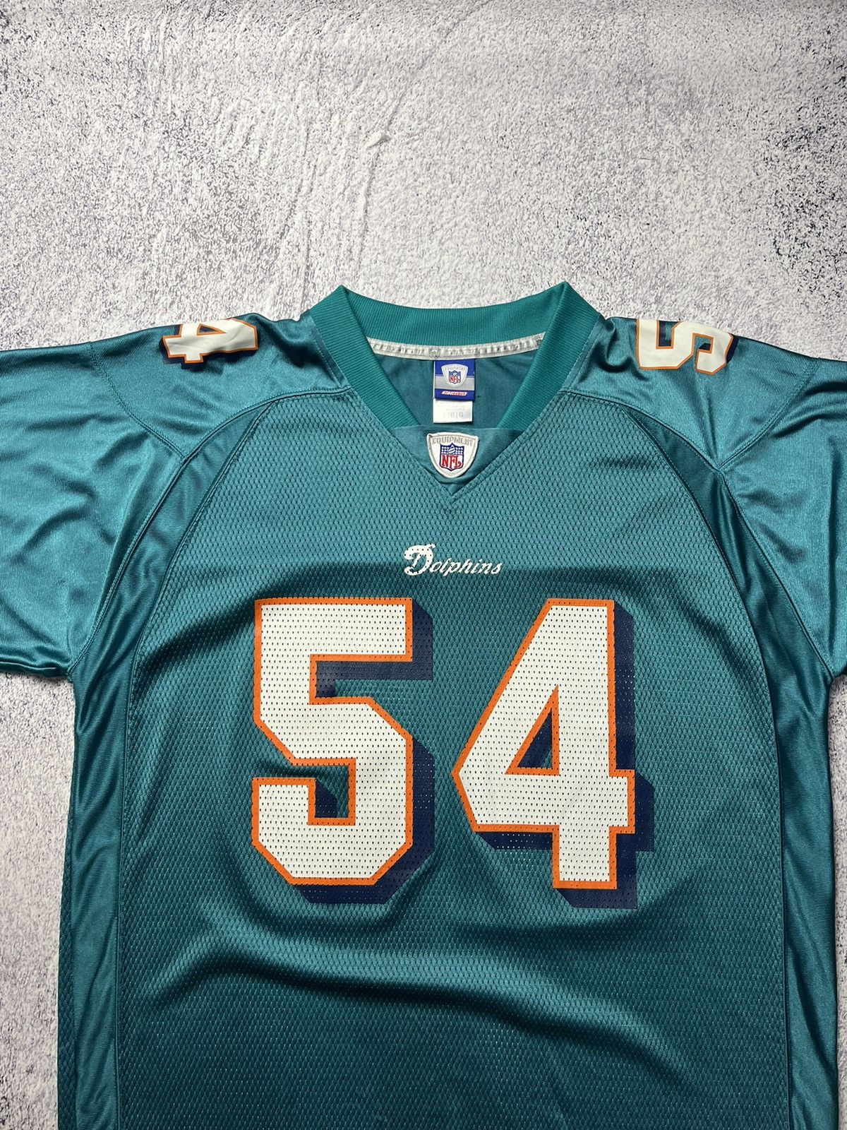 NFL Vintage REEBOK Miami Dolphins Thomas #54 Teal NFL Jersey Size US L / EU 52-54 / 3 - 5 Thumbnail