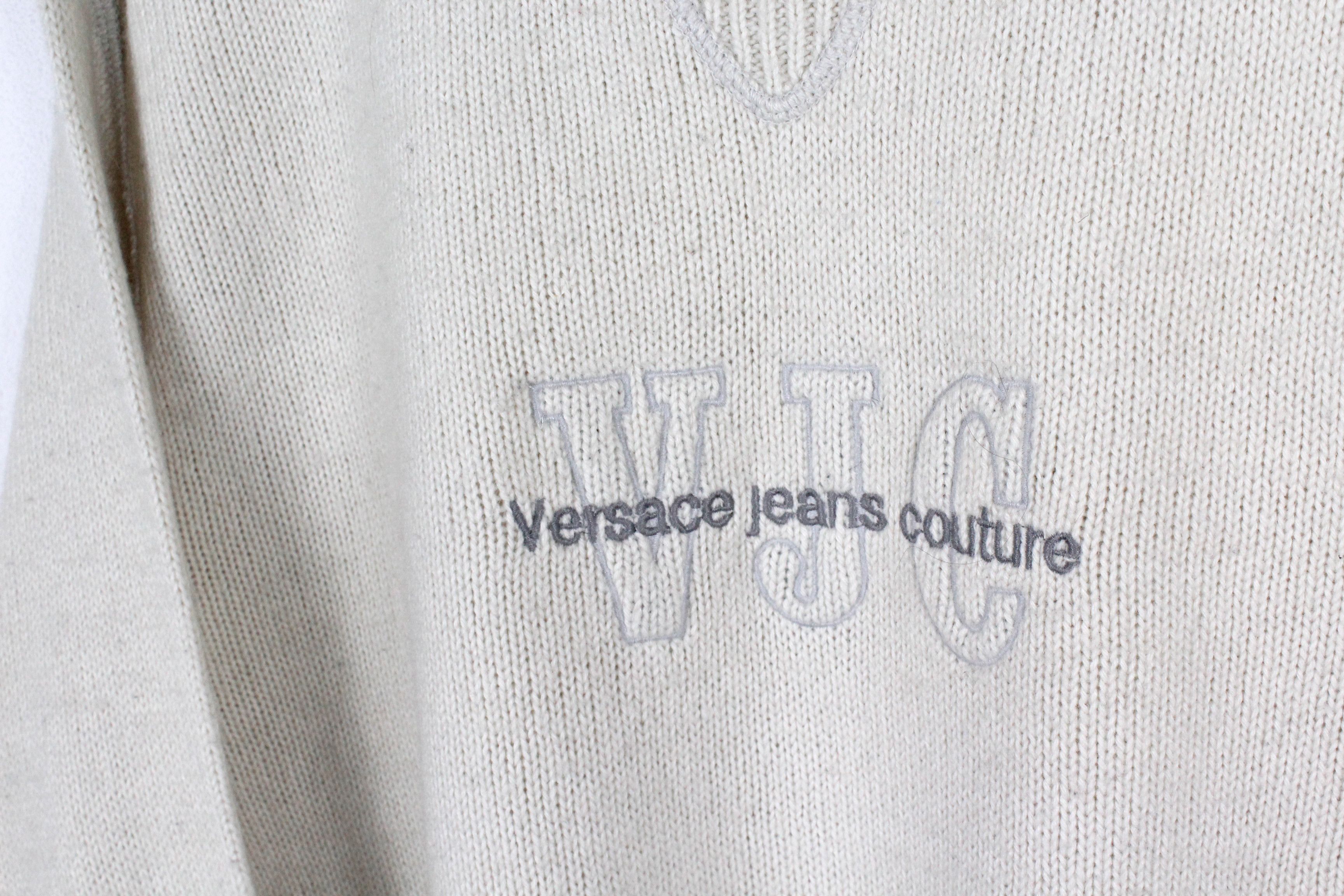 Versace Jeans Couture Vintage Versace Jeans Couture Logo Beige Wool Knit Sweater Size US L / EU 52-54 / 3 - 3 Thumbnail