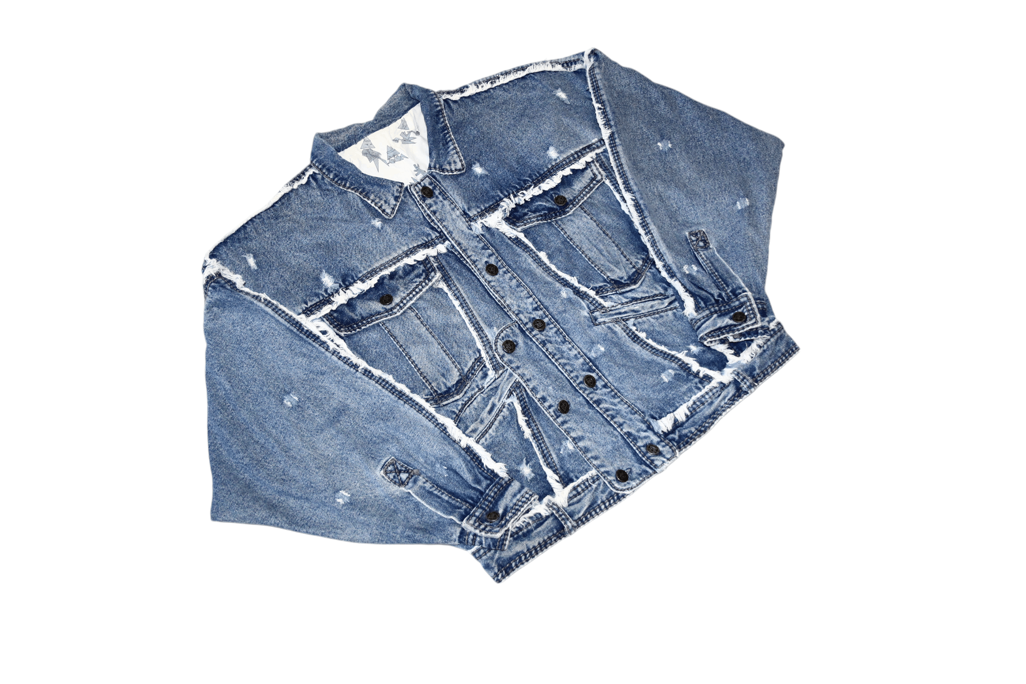 Japanese Brand ARCHIVE 80's NO! Jeans by Claude Attias Fringed Baggy Jacket Size US M / EU 48-50 / 2 - 9 Thumbnail