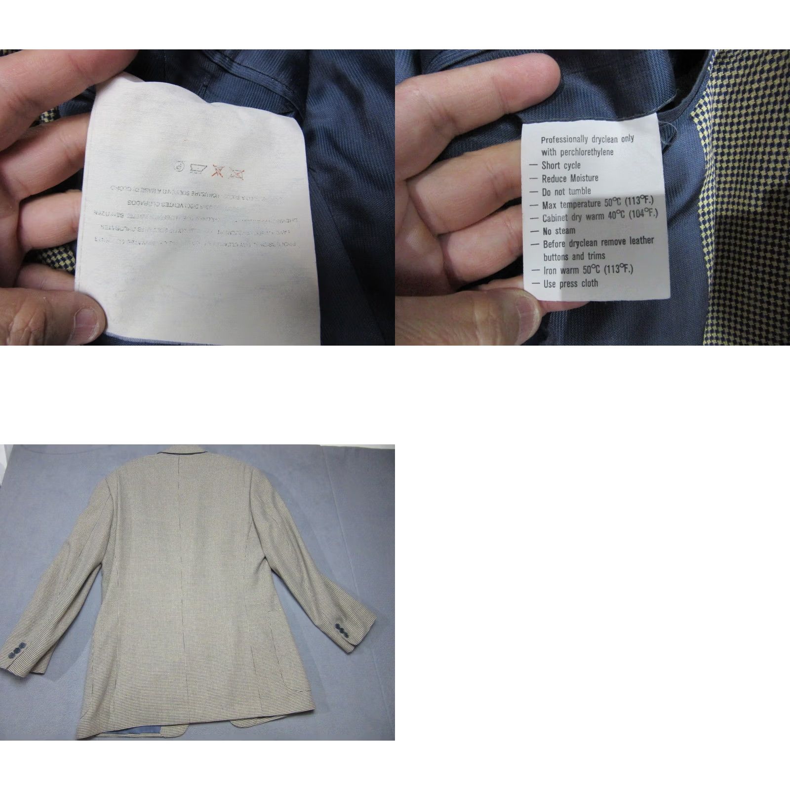 Ermenegildo Zegna Ermenegildo Zegna Sport Coat Blazer Mens 50 Beige Blue Micro Check Silk Wool Size 50R - 9 Thumbnail