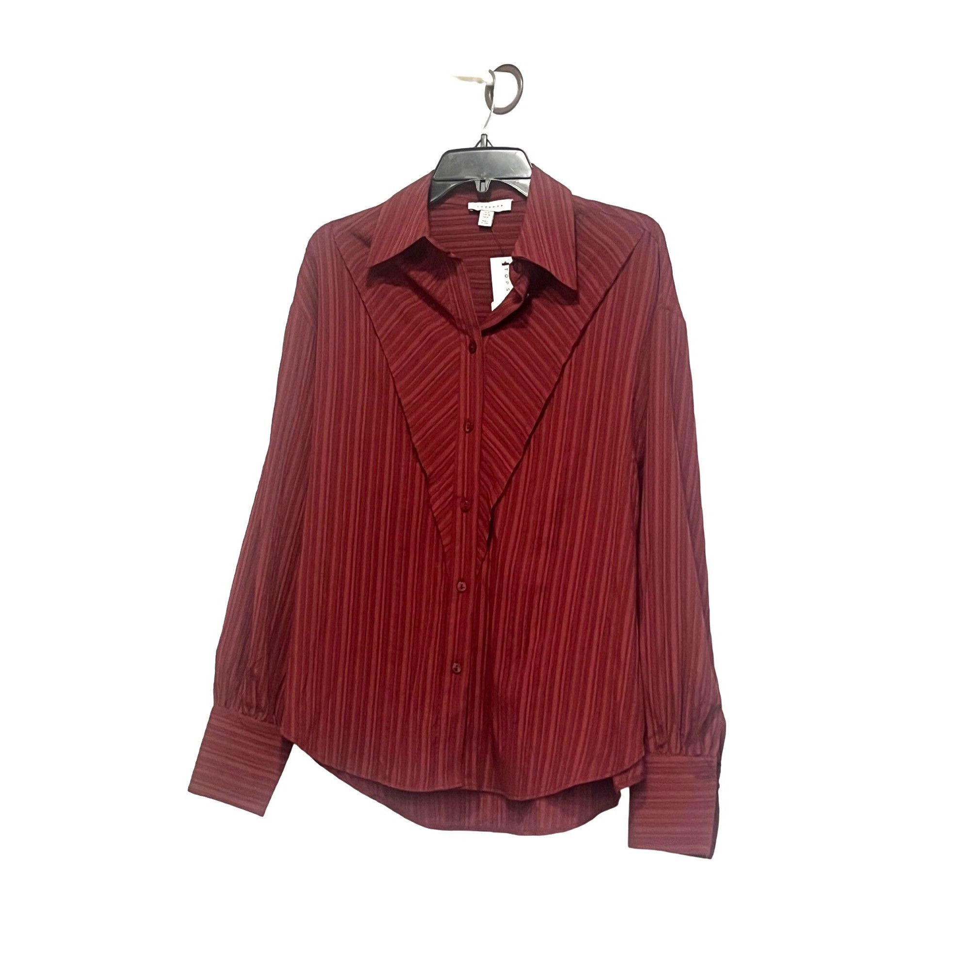 Topshop Topshop textured panel shirt in berry, Sz. 6 Size M / US 6-8 / IT 42-44 - 9 Thumbnail