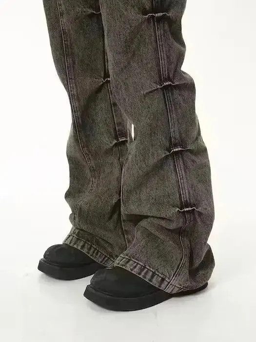 Japanese Brand Grunge Stack Washed Gray Denim Jeans Size US 32 / EU 48 - 6 Thumbnail