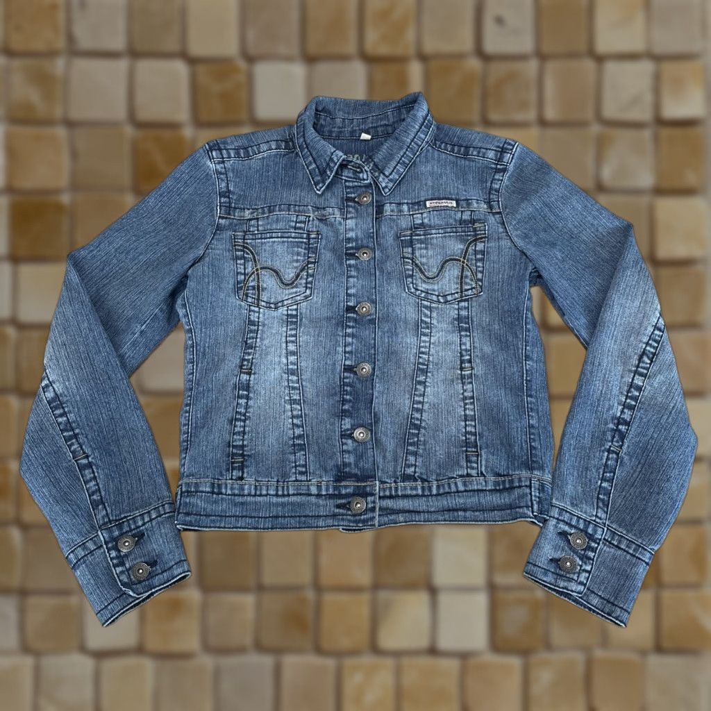 Denime VINTAGE Hydraulic Denim Jacket Womens Size Small Blue Trucker Cotton Blend Size 28" / US 6 / IT 42 - 1 Thumbnail