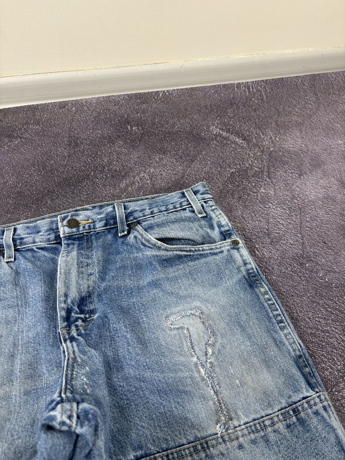 Dickies Vintage Dickies Double Knee USA Faded Denim Work Hype Jeans Size US 33 - 9 Thumbnail