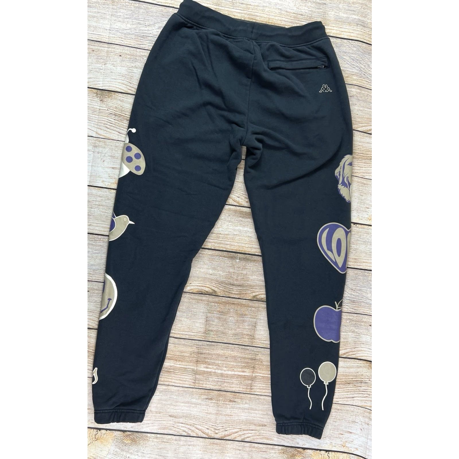 Kappa Kappa Womens Pants Jogger Drawstring Heart Logo Graphic Print Multicolor L Hearts Dogs Large Size 36" / US 14 / IT 50 - 2 Thumbnail