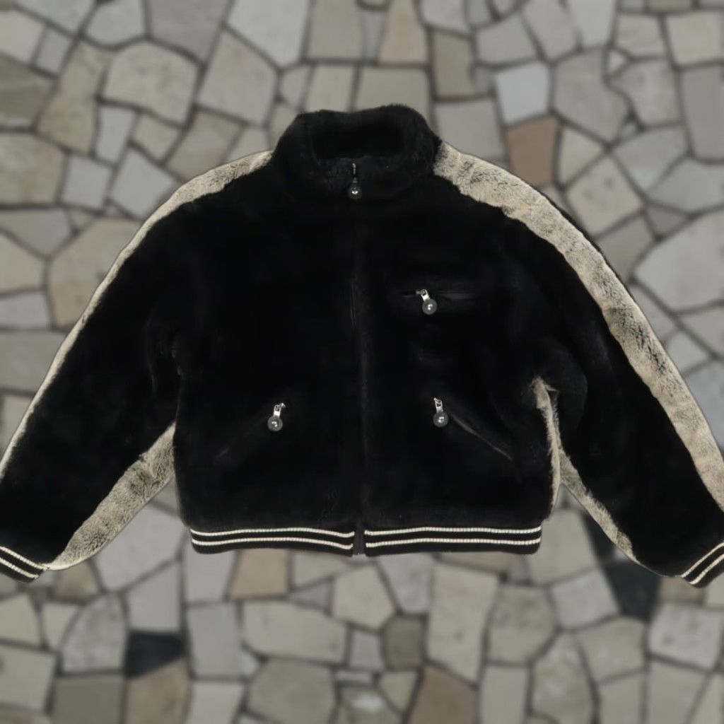 Vintage Jamie Sadock Faux Fir Bomber Striped Jacket Black Women's M Shirt Size M / US 6-8 / IT 42-44 - 1 Thumbnail