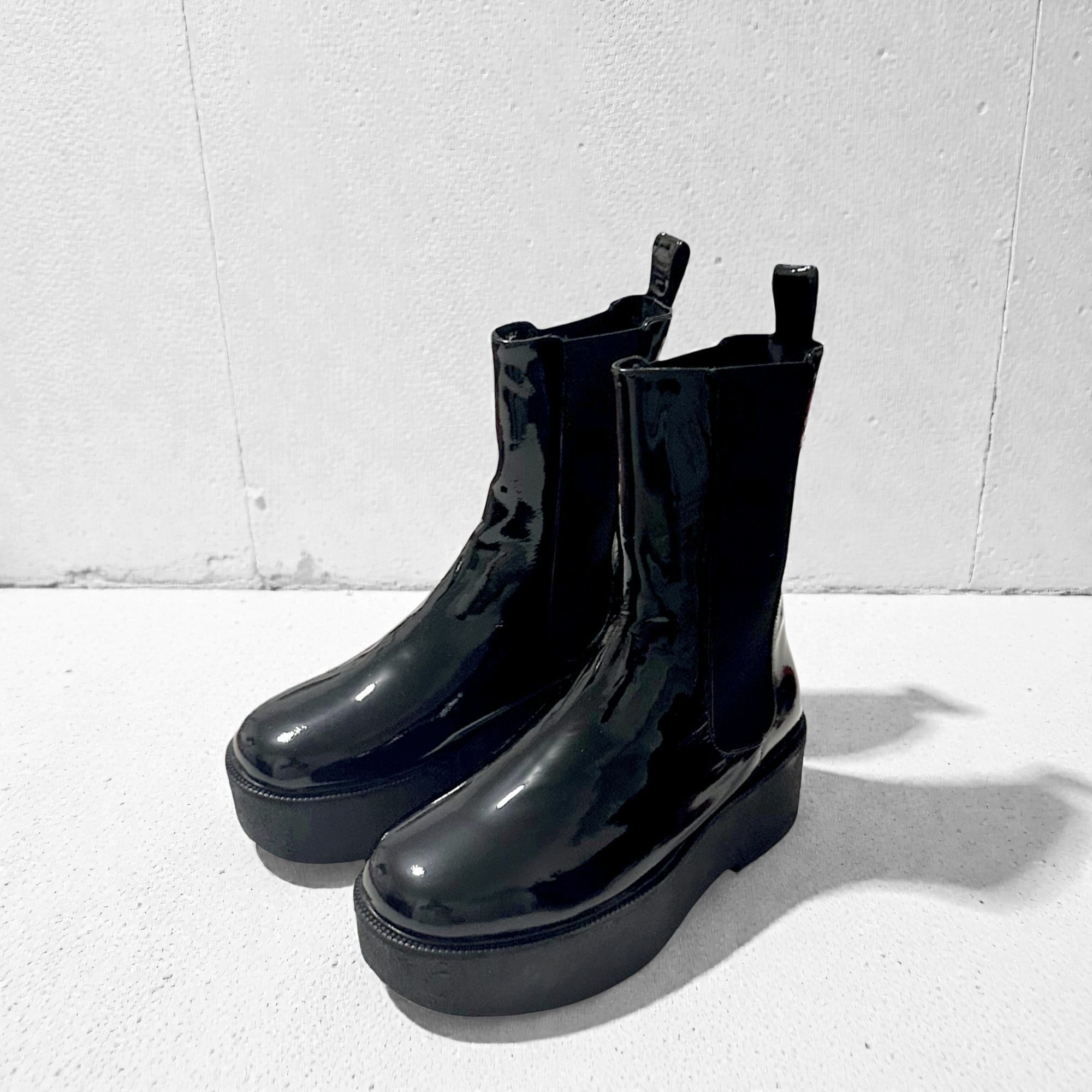 Staud Staud Palamino Black Patent Leather Platform Chelsea Boots, Size US 10 / IT 40 - 5 Thumbnail