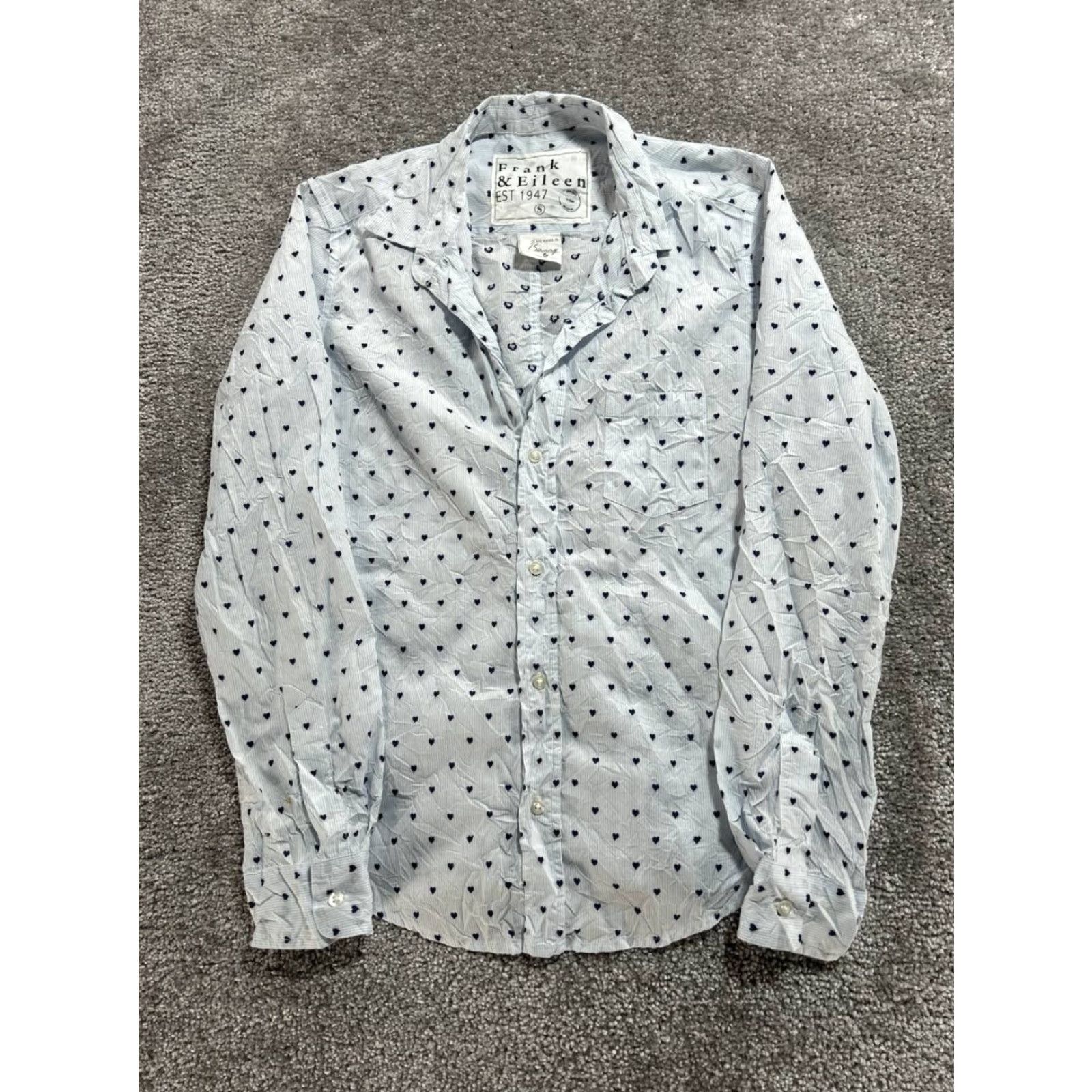 Frank & Eileen Frank & Eileen Shirt Womens Small Blue Barry Crinkle Heart Button Up Striped Long Sleeve Casual Size S / US 4 / IT 40 - 2 Thumbnail