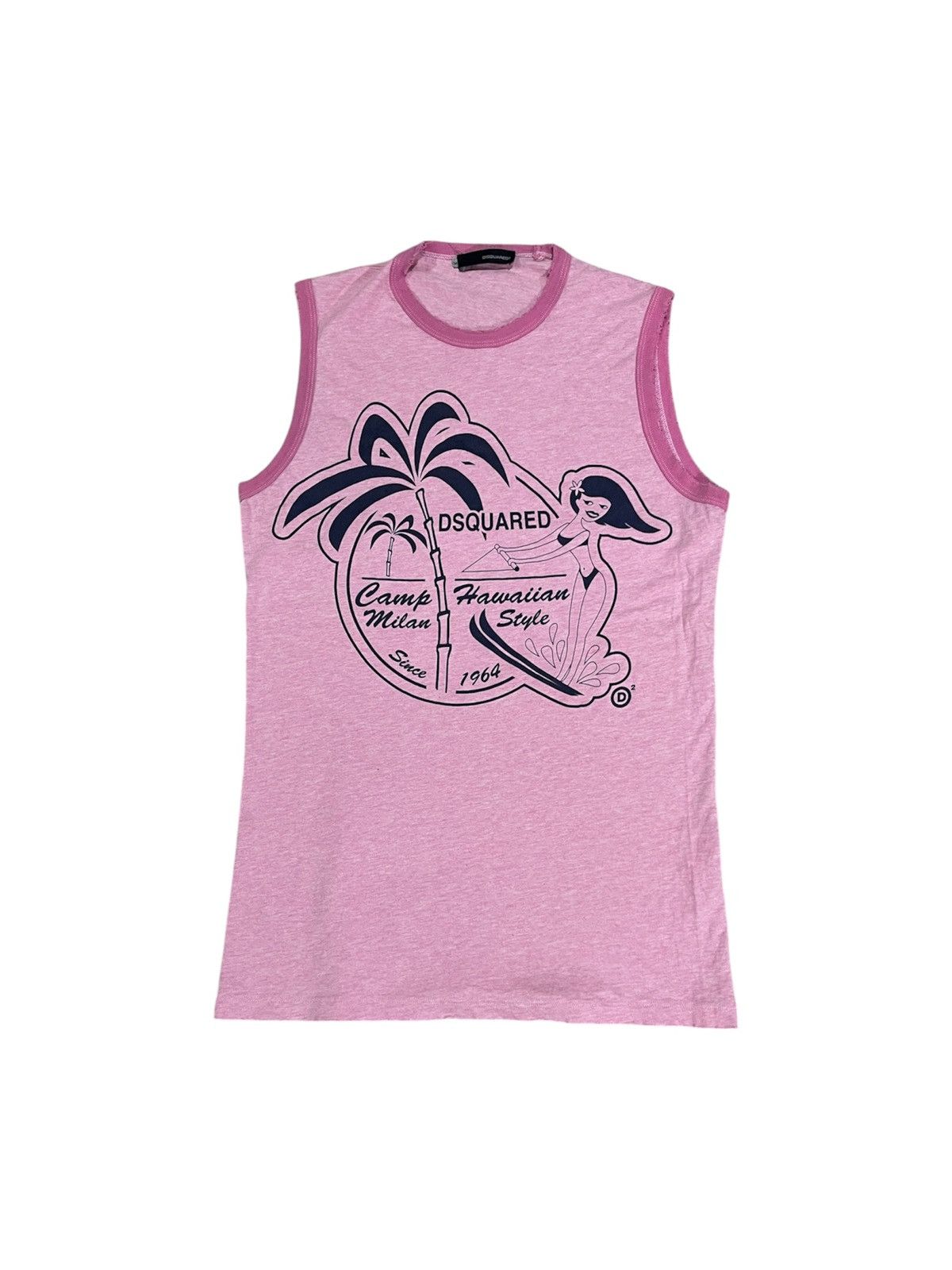 VINTAGE 2005 DSQUARED2 HAWAIIAN STYLE SLEEVELESS RIPPED STLE