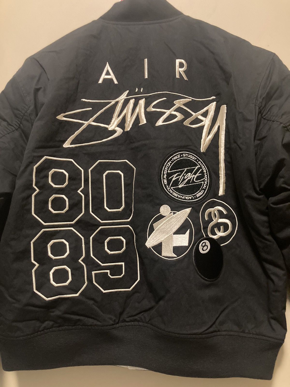 Nike Stussy x Nike 2023FW reversible varsity jacket size m black 