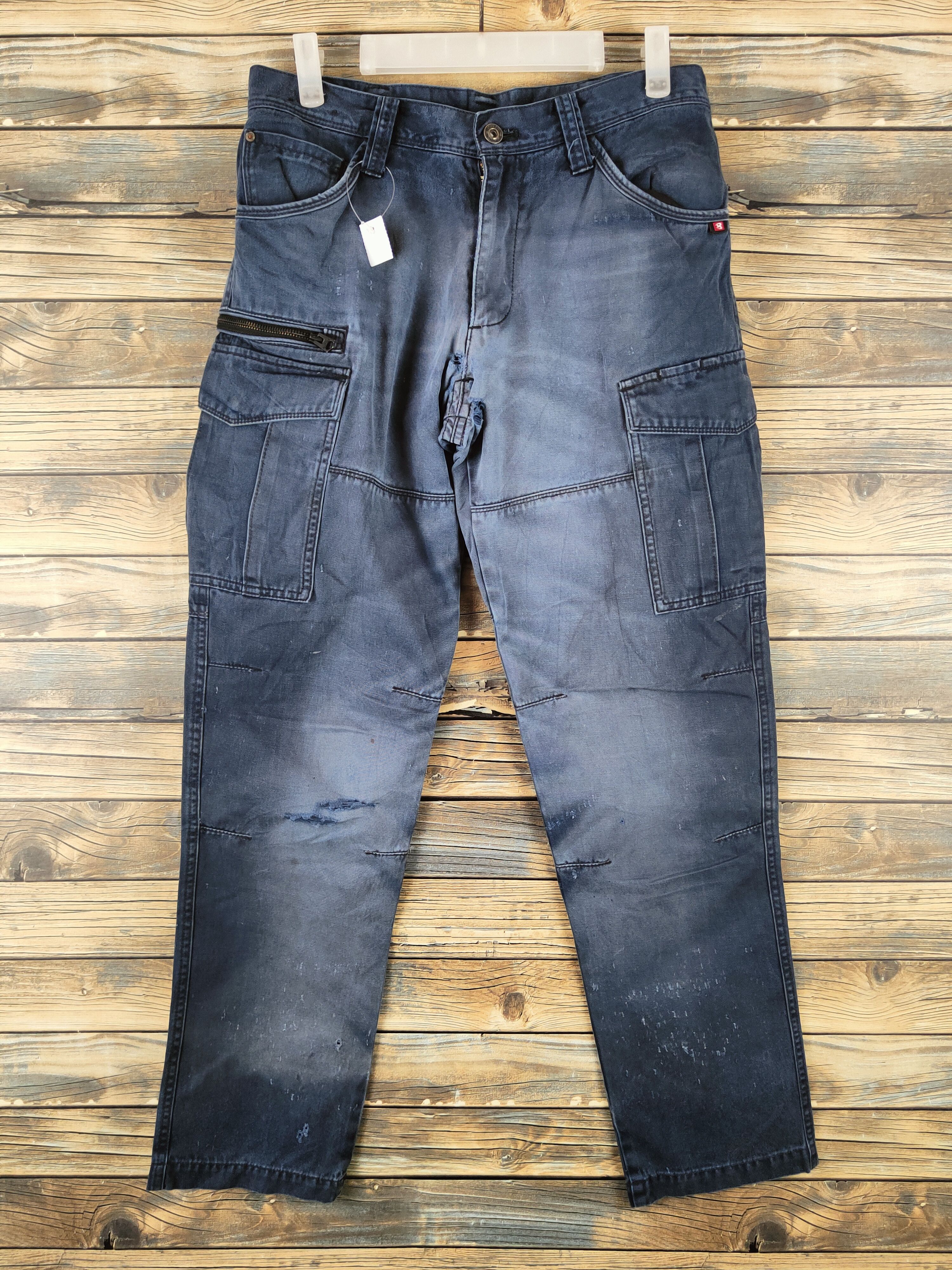 Japanese Brand DL Burtle Dark Blue Multipocket Cargo Pants #46-357 Size US 30 / EU 46 - 1 Thumbnail