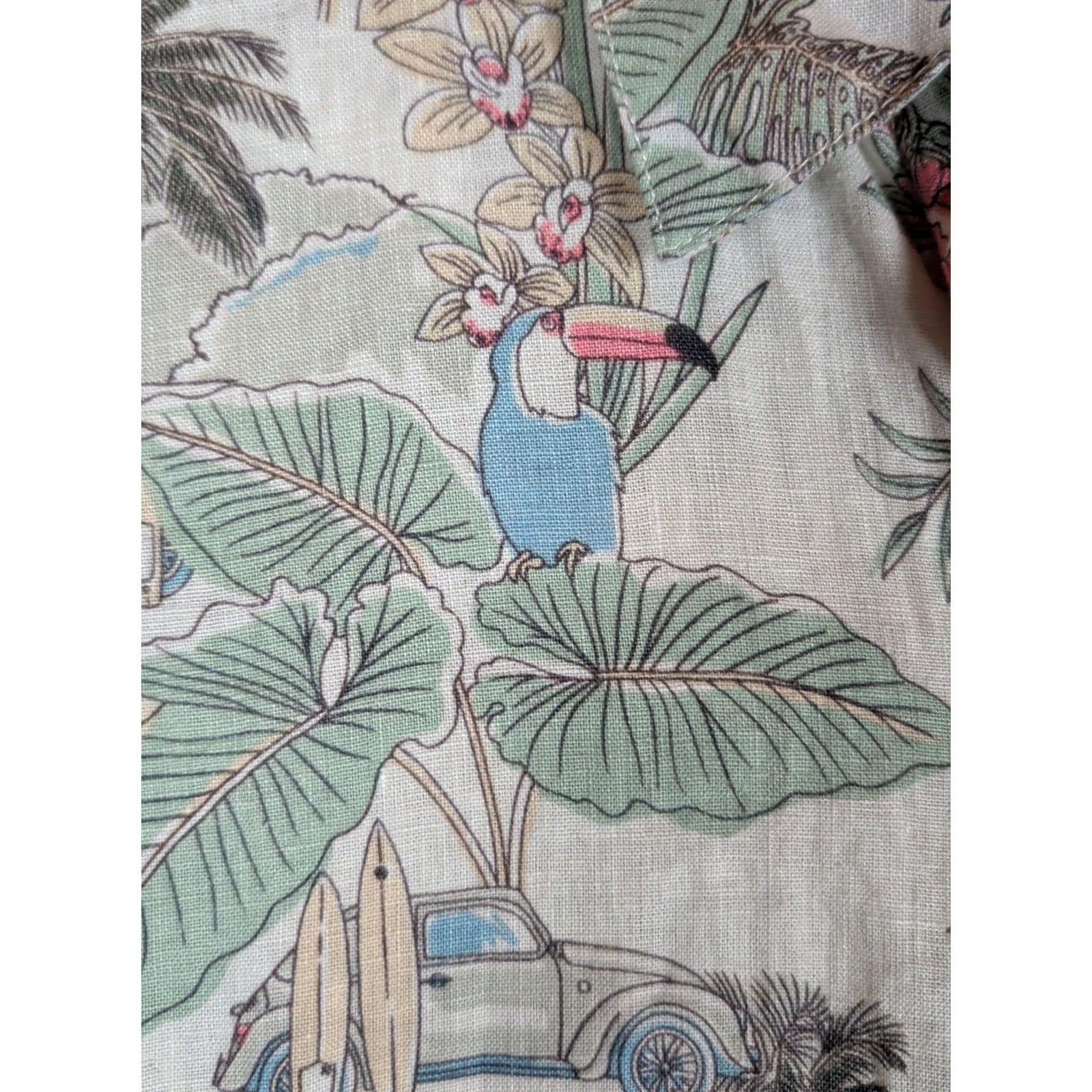 Rachel Zoe Rachel Zoe XS Linen Shirt Dress Multicolor Tropical Print Short Sleeve Button Up Collared Resort Vacation Women’s Size XS / US 0-2 / IT 36-38 - 2 Thumbnail