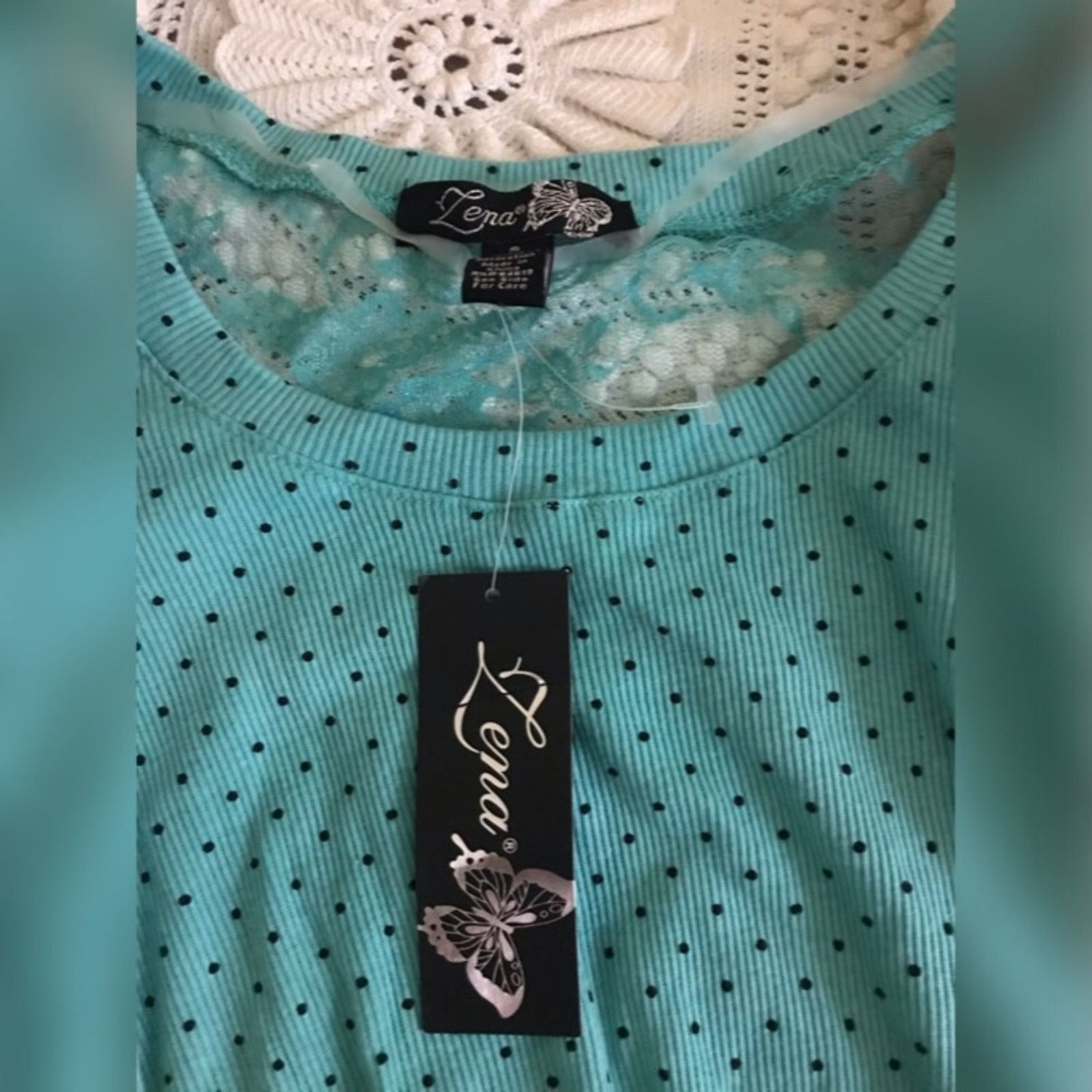 Other NWT Lena Turquoise Polka Dotted Floral Back Top Size S / US 4 / IT 40 - 8 Thumbnail