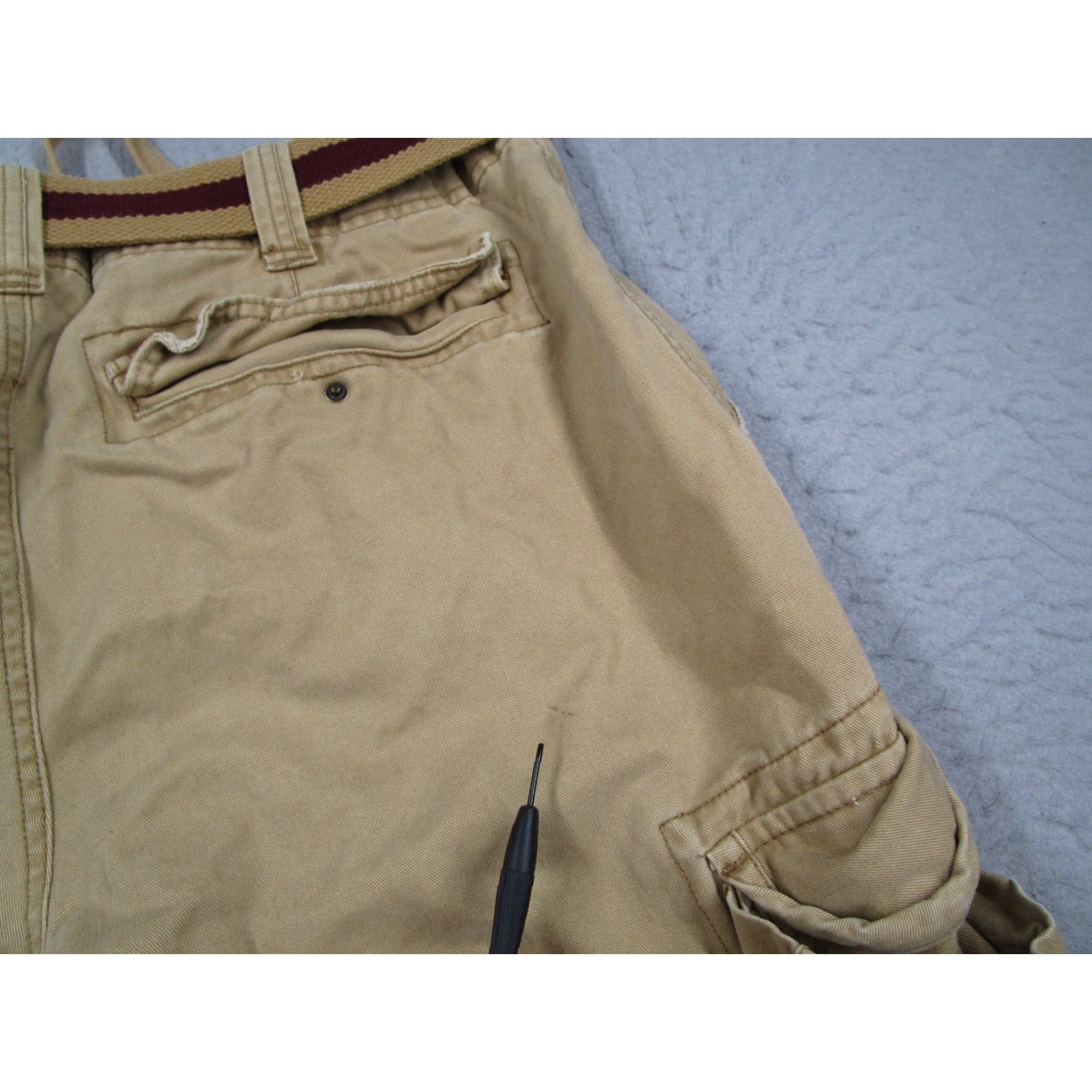 Vintage VINTAGE Aéropostale Cargo Shorts Mens 36 Beige Belted 11" Drawstring Pockets 100% Cotton Size US 36 / EU 52 - 5 Thumbnail
