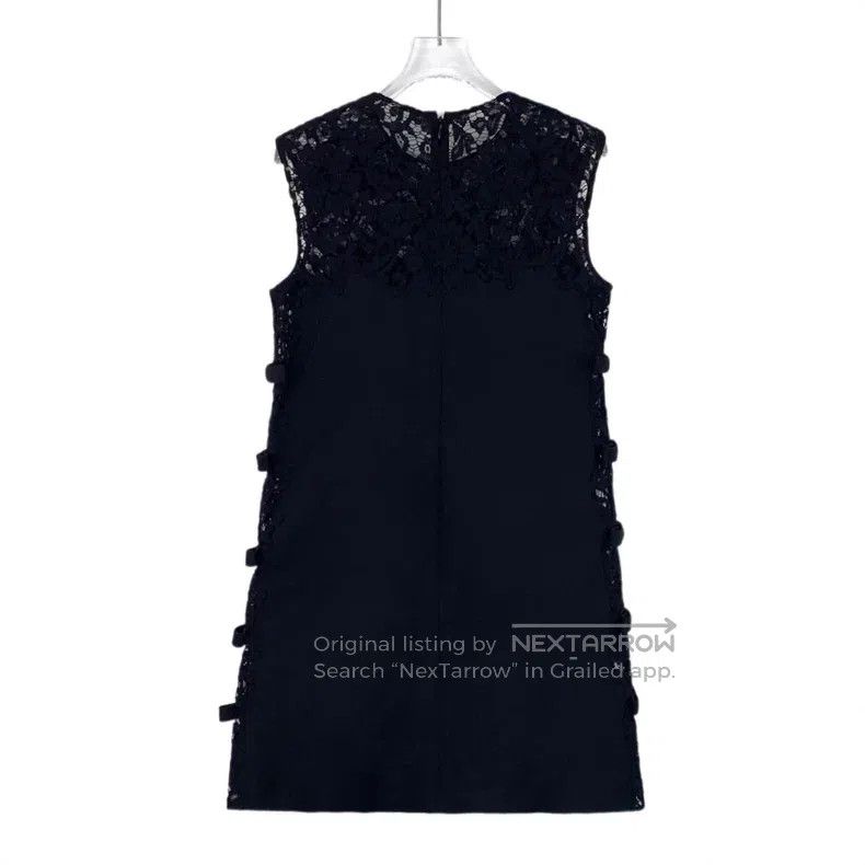 Valentino Valentino Black floral lace panelled cotton crew neck sle Size S / US 4 / IT 40 - 2 Thumbnail