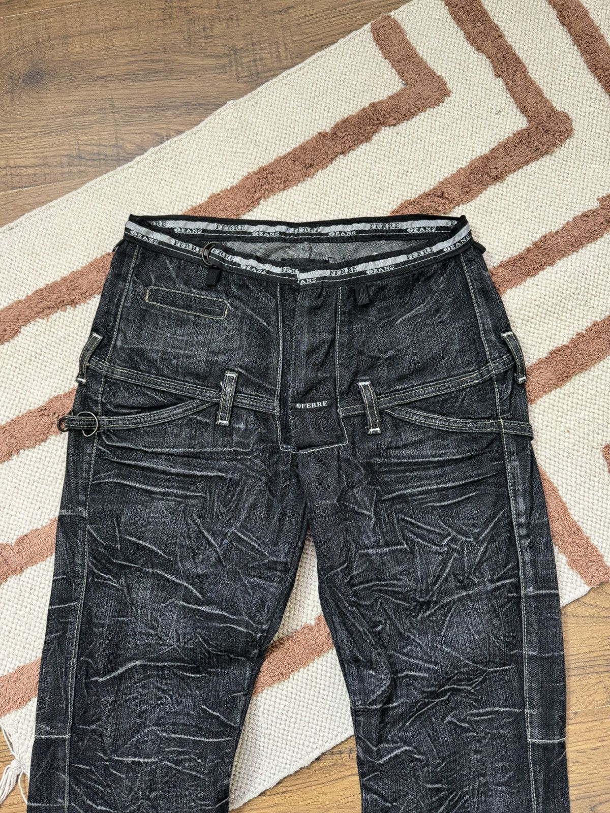 Gianfranco Ferre FERRE Y2K OPIUM STYLE WASHED BONDAGE DENIM PANTS Size 26" / US 2 / IT 38 - 6 Thumbnail