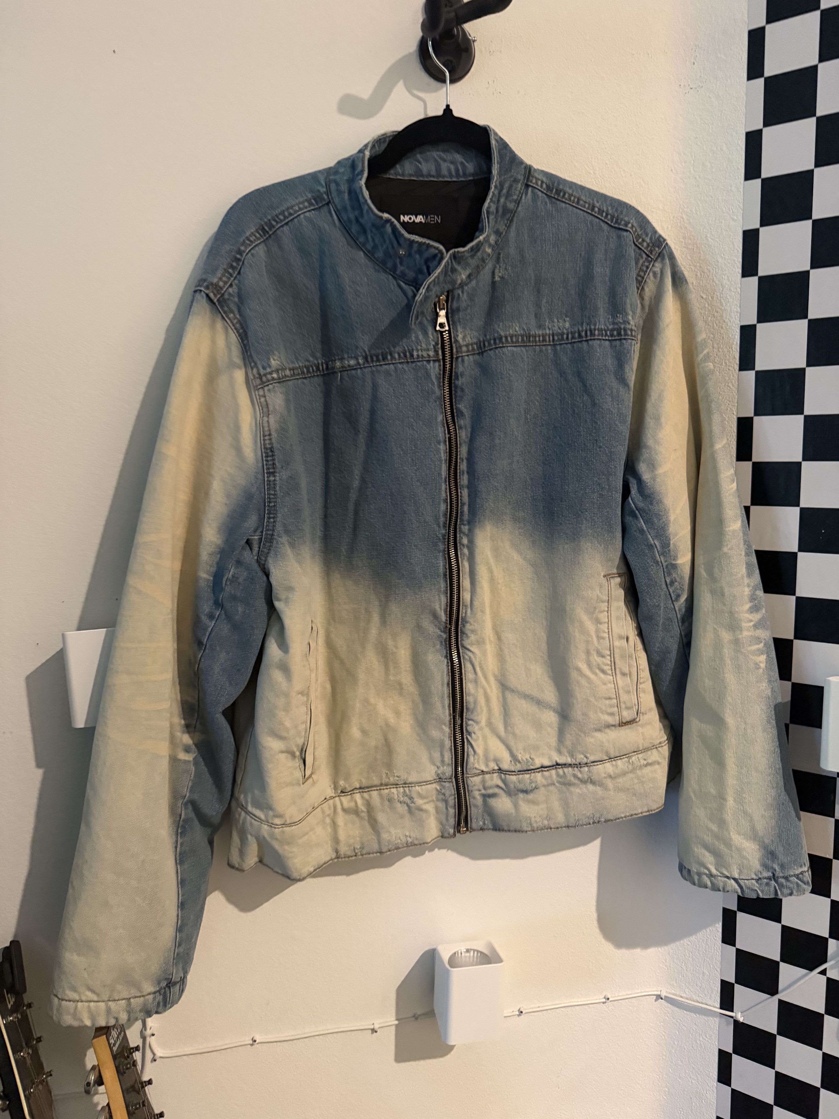 Fashion Nova Denim Moto Jacket Blue Wash Size US L / EU 52-54 / 3 - 1 Thumbnail