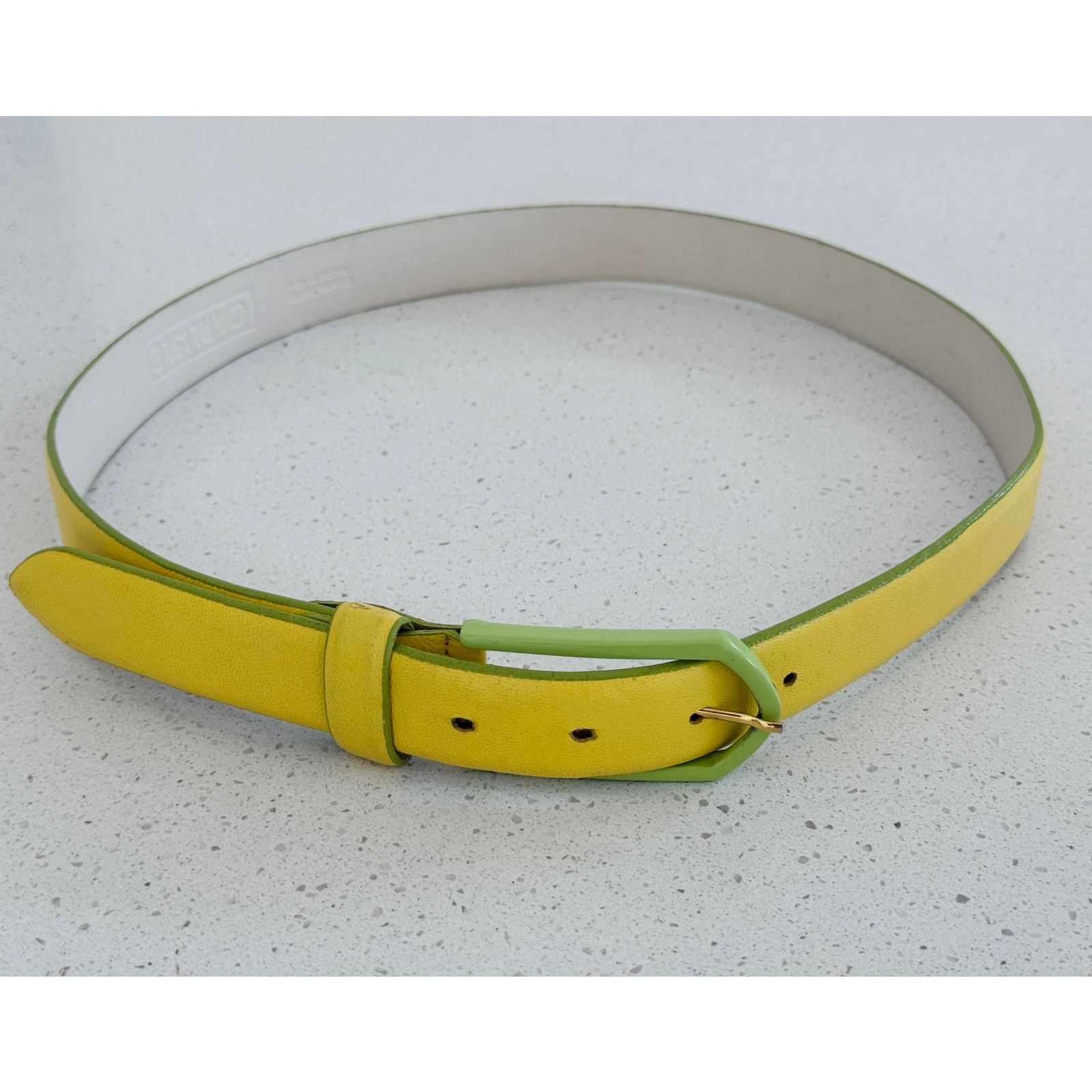 The Unbranded Brand Mondani Soft Green Leather Tote and Lime-Yellow Belt Size ONE SIZE - 5 Thumbnail
