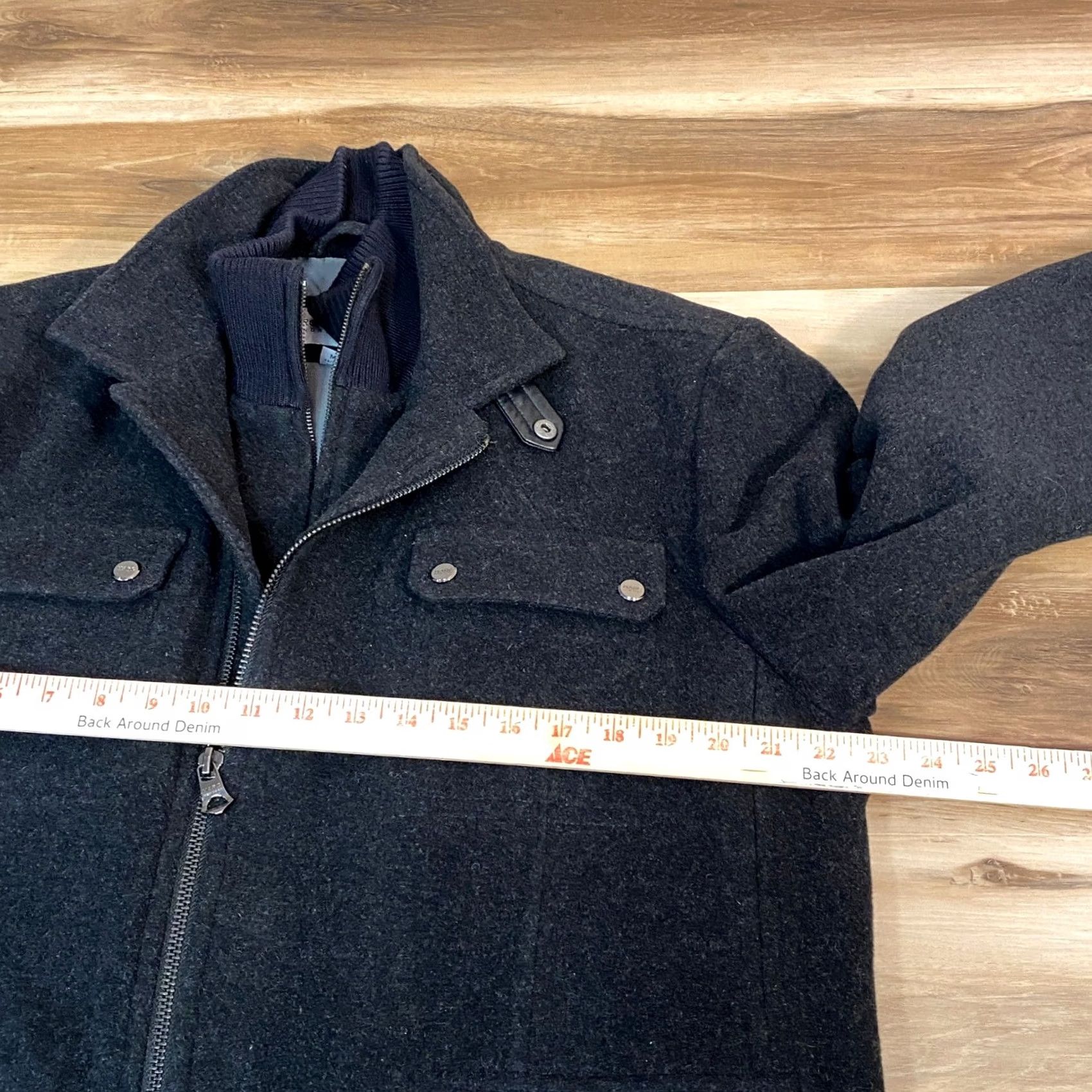 Vintage Marc New York Andrew Marc Mens Wool Blend Field Jacket Medium Charcoal Grey Jacket- Coat Military, Business, Casual, Workwear Mens Size US M / EU 48-50 / 2 - 7 Thumbnail