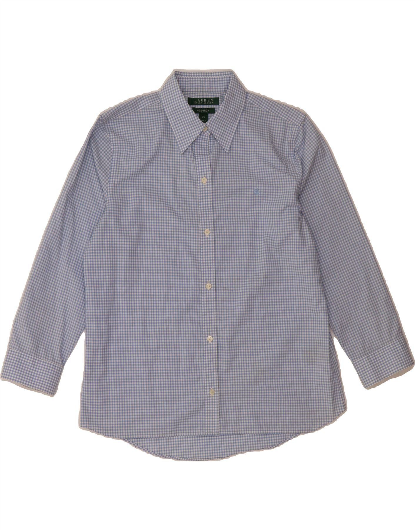 Ralph Lauren Womens Loose Fit 3/4 Sleeve Shirt UK 6 XS Blue Gingham Cotto Size XS / US 0-2 / IT 36-38 - 1 Thumbnail