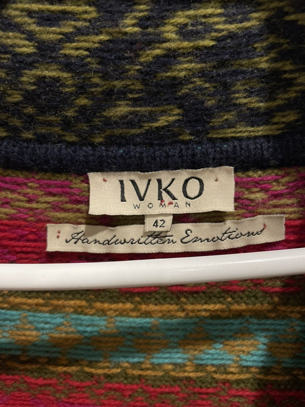 Vintage Ivko Woman Handwritten Vintage Wool Knit Sweater Cardigan Size M / US 6-8 / IT 42-44 - 5 Thumbnail